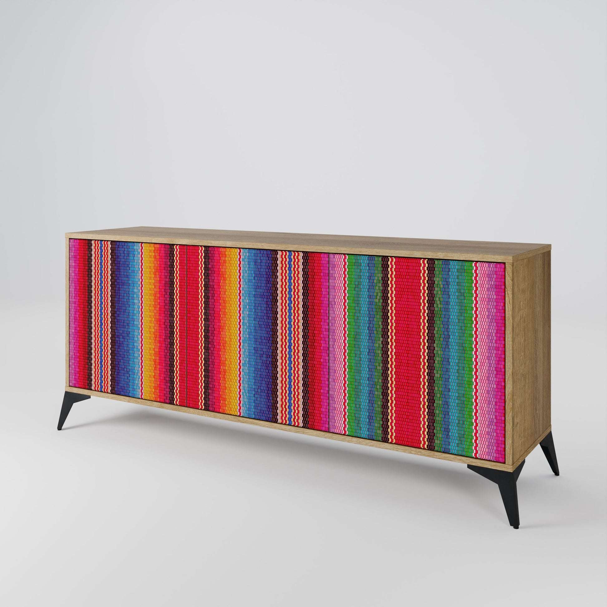 Buffet 3 portes ETHNIC MEXICAIN effet chêne