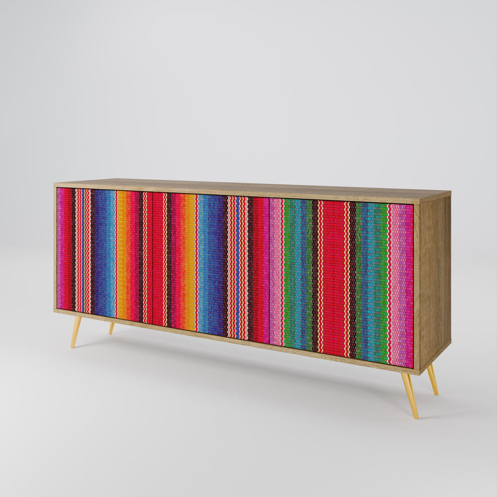 Buffet 3 portes ETHNIC MEXICAIN effet chêne