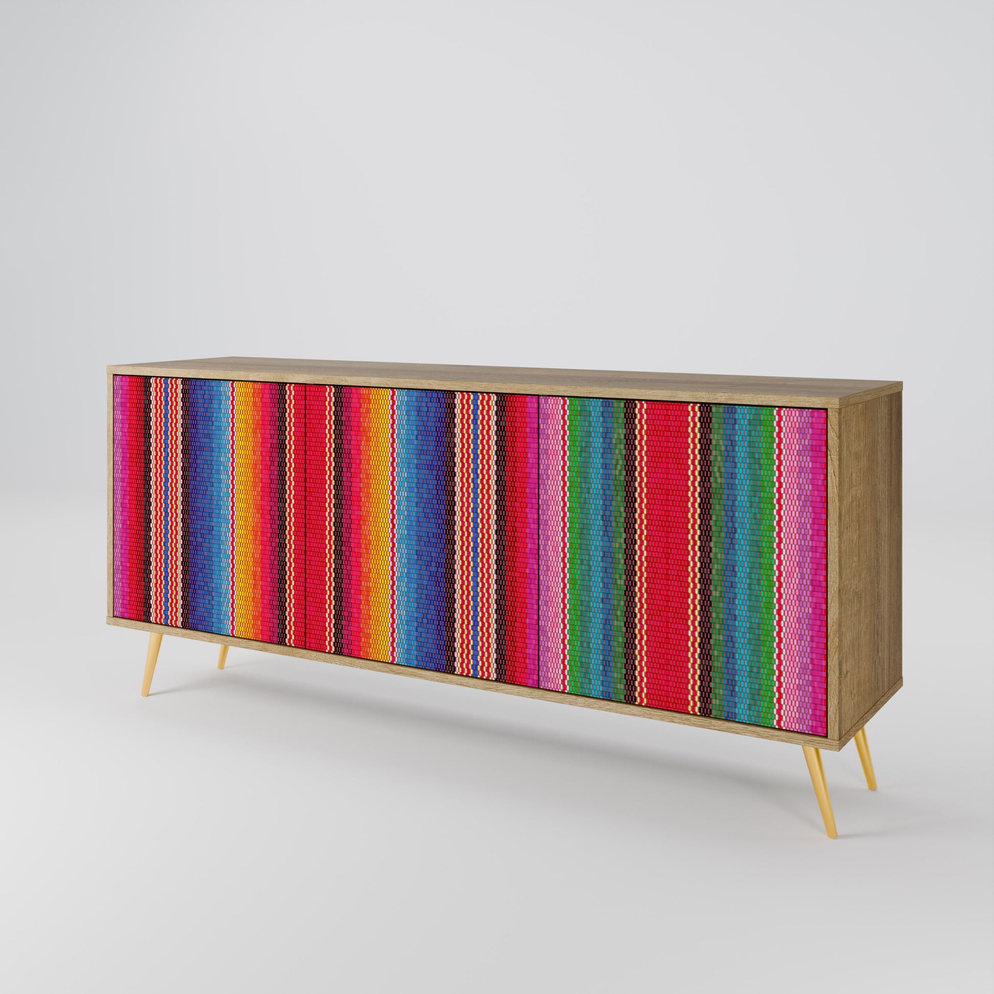 Buffet 3 portes ETHNIC MEXICAIN effet chêne