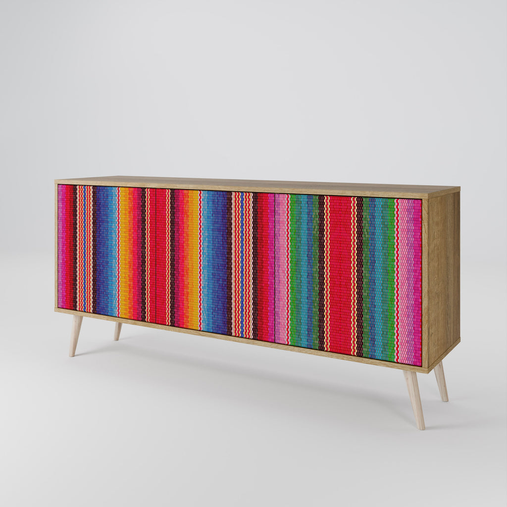 Buffet 3 portes ETHNIC MEXICAIN effet chêne