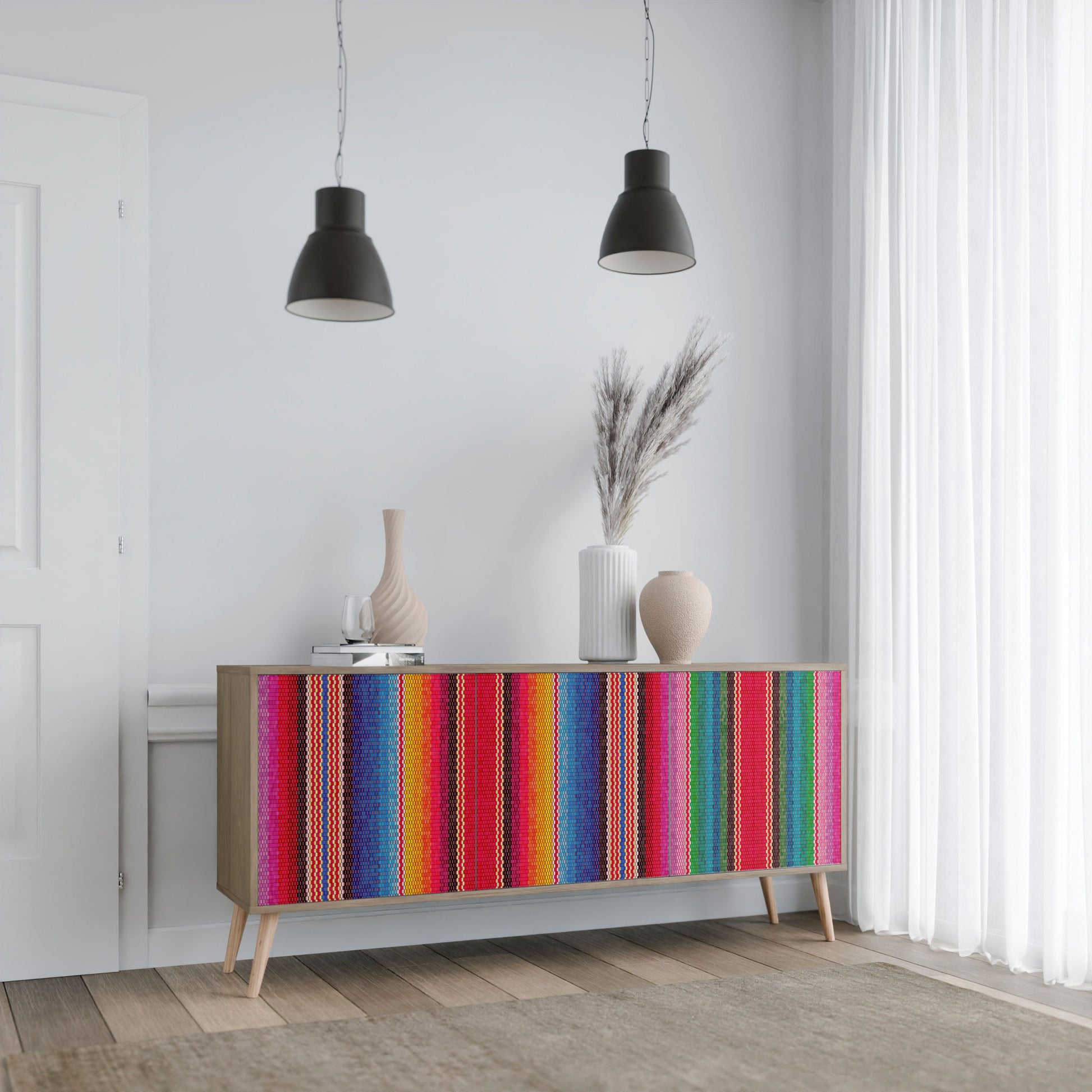 Buffet 3 portes ETHNIC MEXICAIN effet chêne