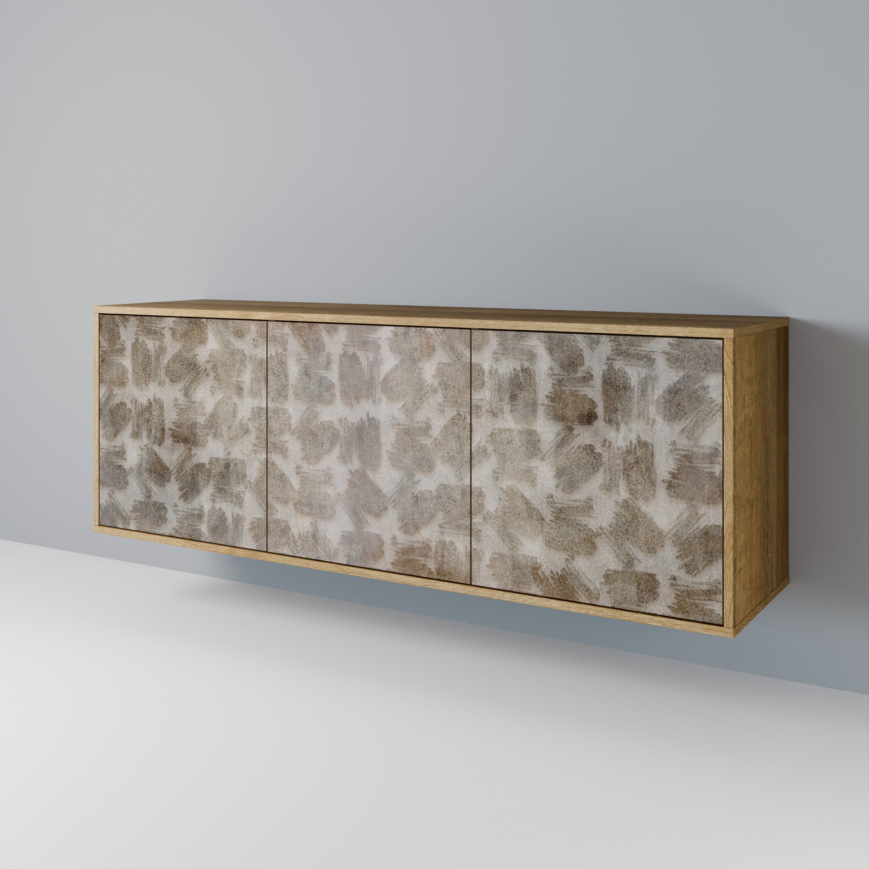 Buffet 3 portes légèrement flou effet chêne