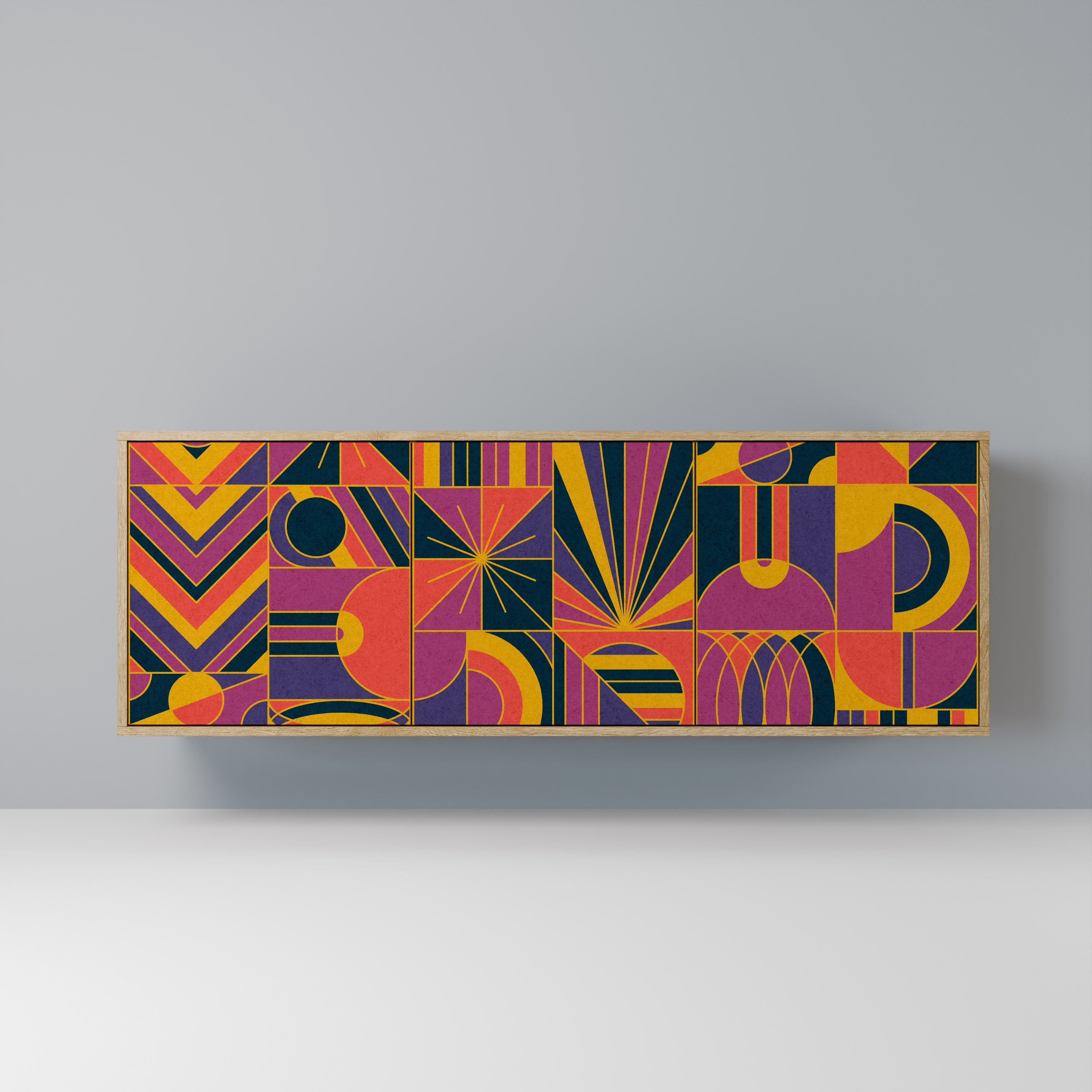 Buffet 3 portes ELECTRIC PATTERNS effet chêne