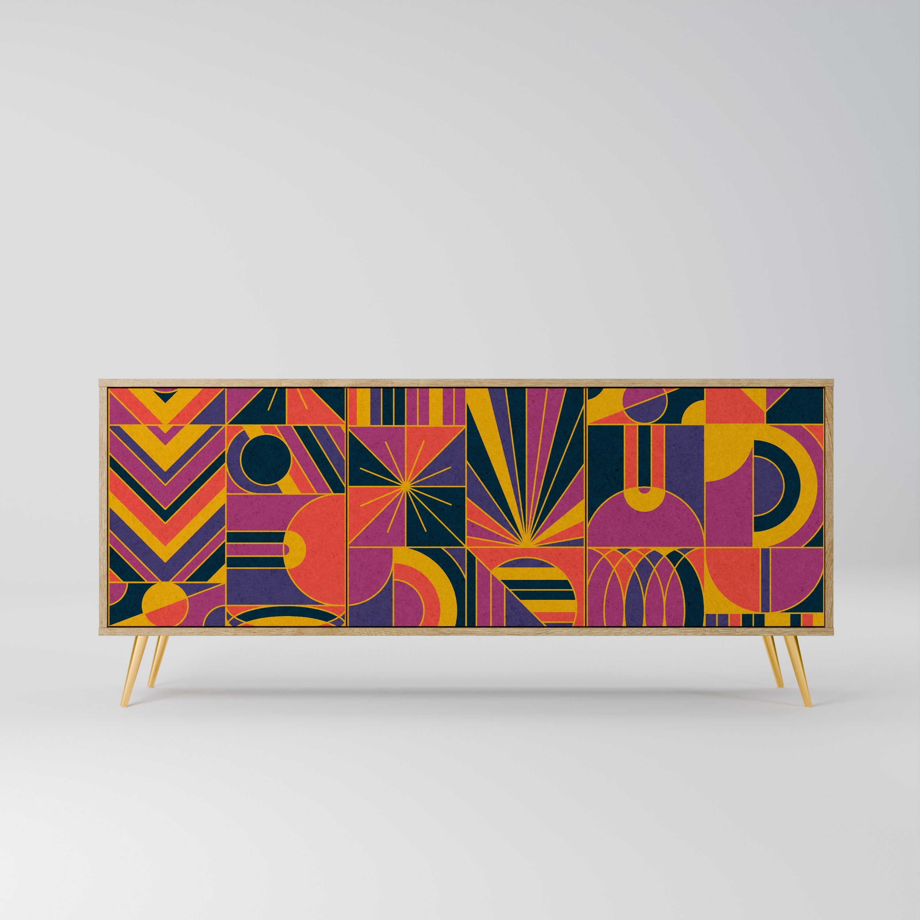 Buffet 3 portes ELECTRIC PATTERNS effet chêne