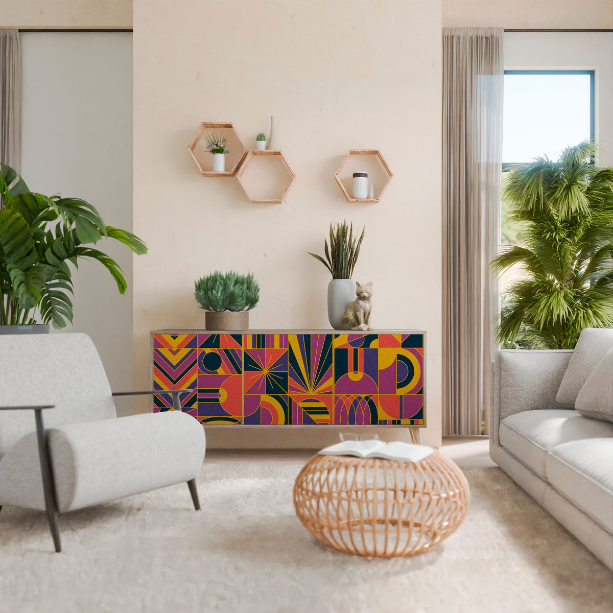 ELECTRIC PATTERNS 3-Door Sideboard