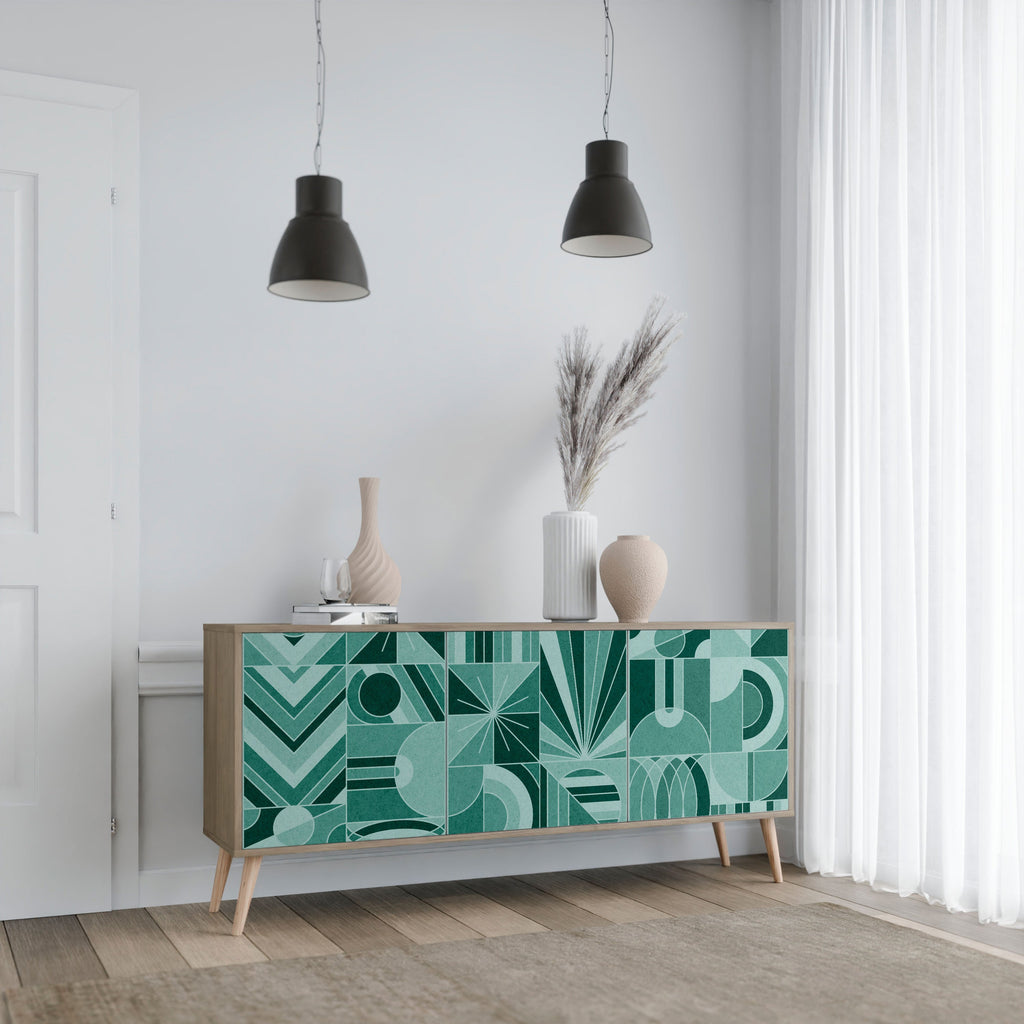 Buffet 3 portes HARMONIC GRID effet chêne