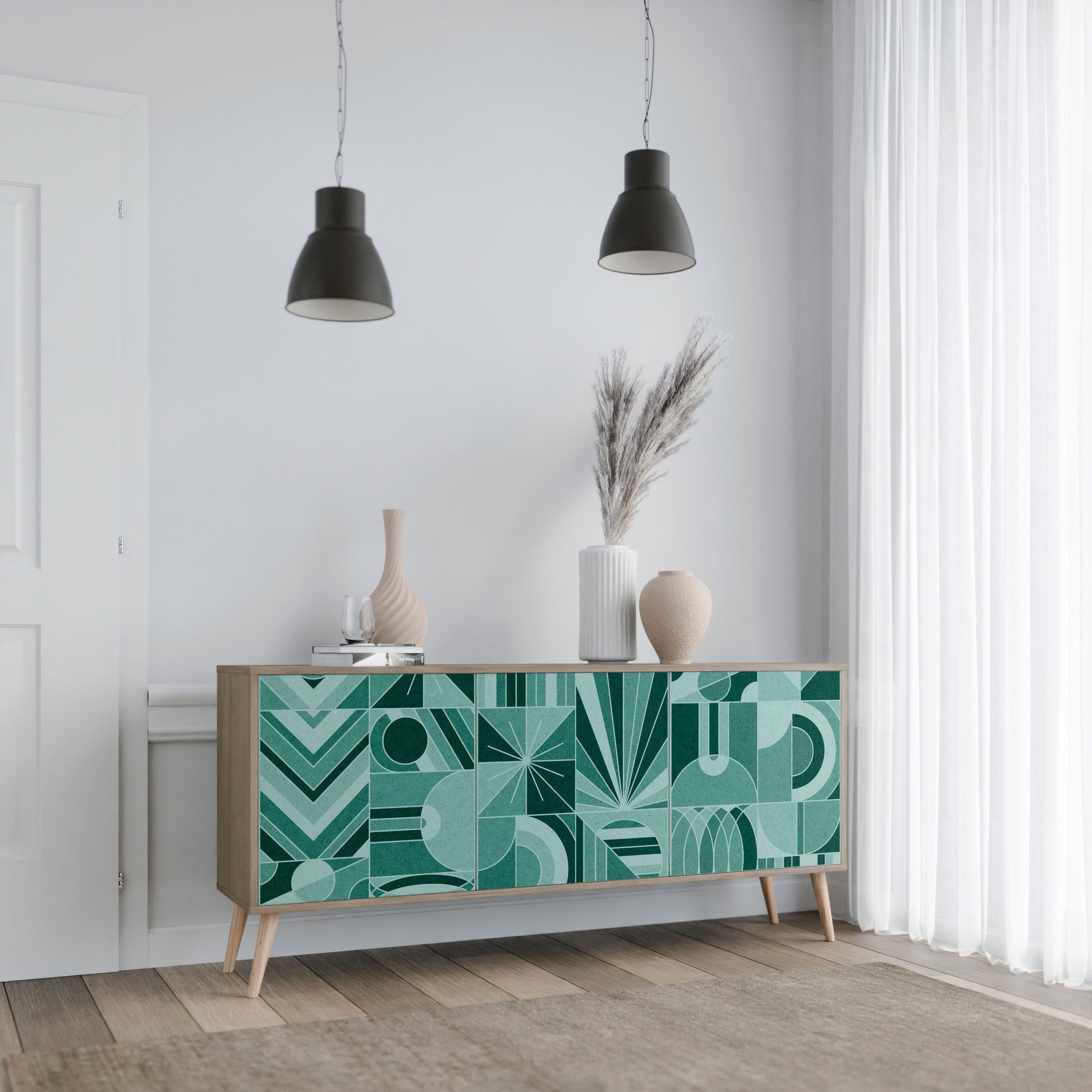 Buffet 3 portes HARMONIC GRID effet chêne