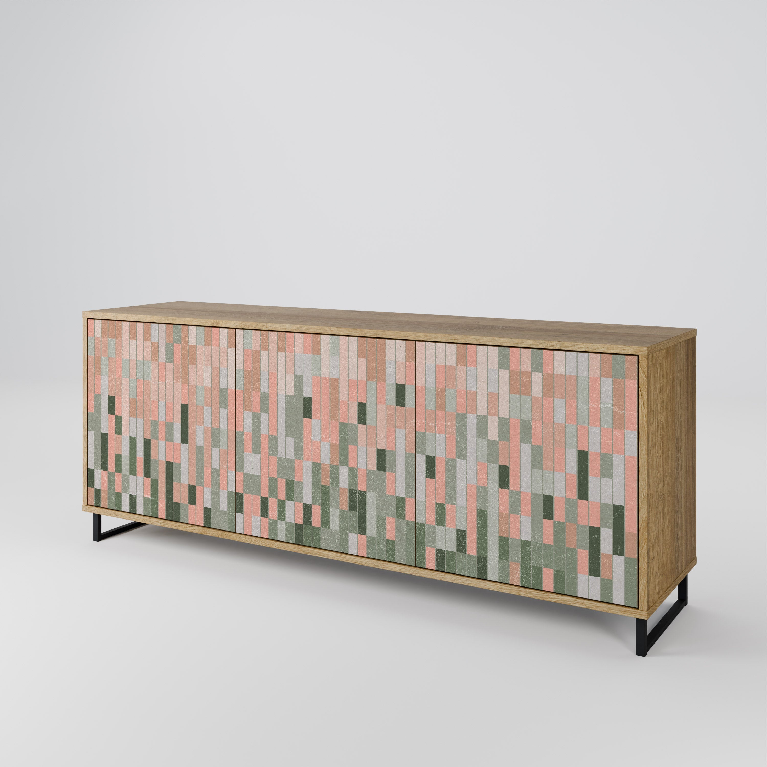 CONSTRUIRE LE FUTUR Buffet 3 portes effet chêne