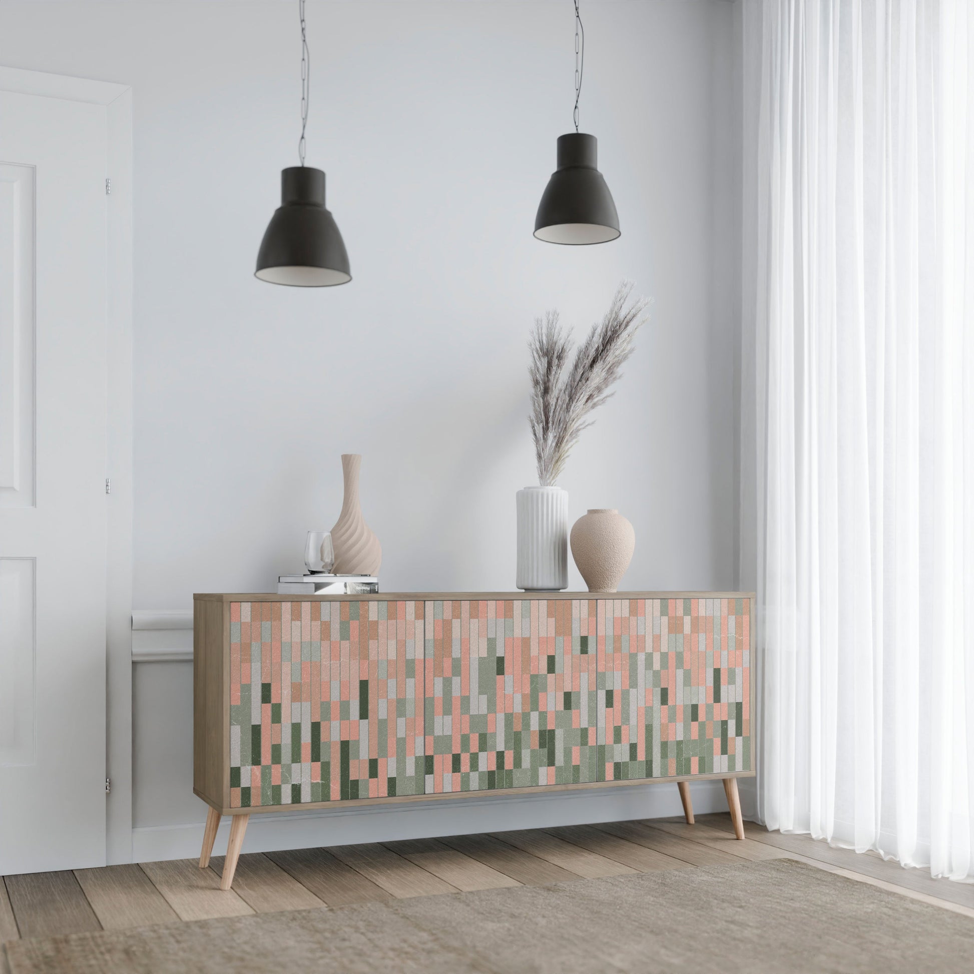 CONSTRUIRE LE FUTUR Buffet 3 portes effet chêne