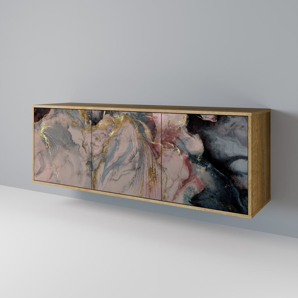 Buffet 3 portes GILDED SWIRLS effet chêne