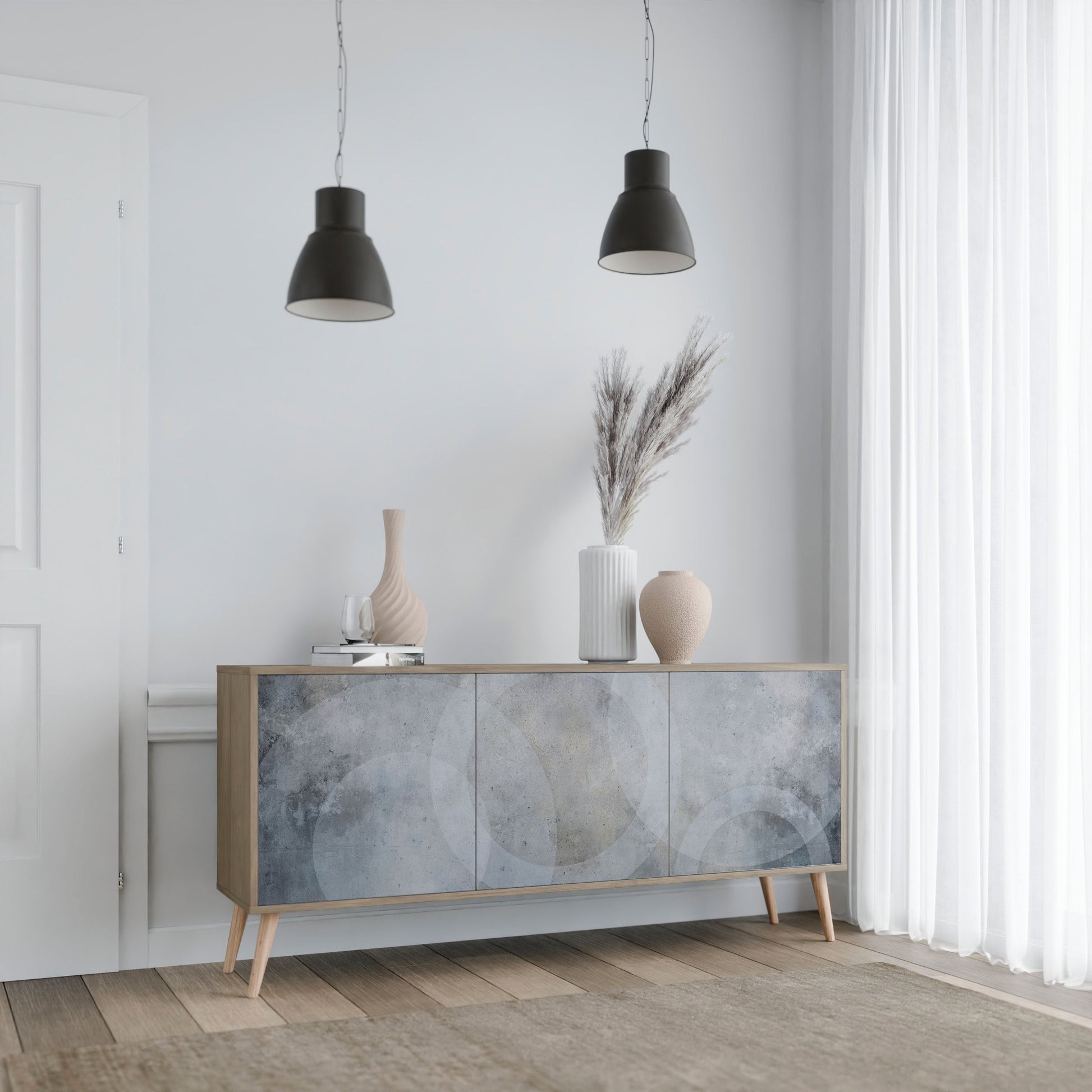 Buffet 3 portes MUTED ARC effet chêne
