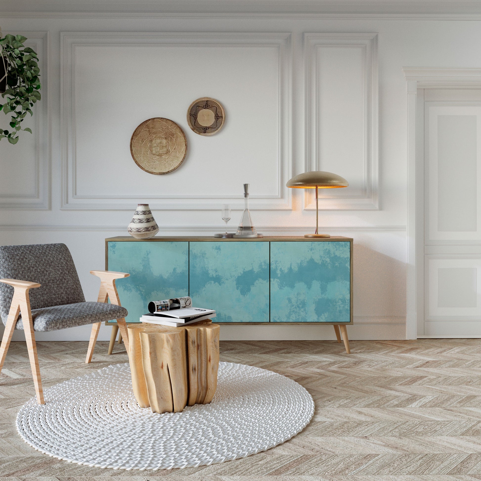 Buffet 3 portes SKY WASH effet chêne