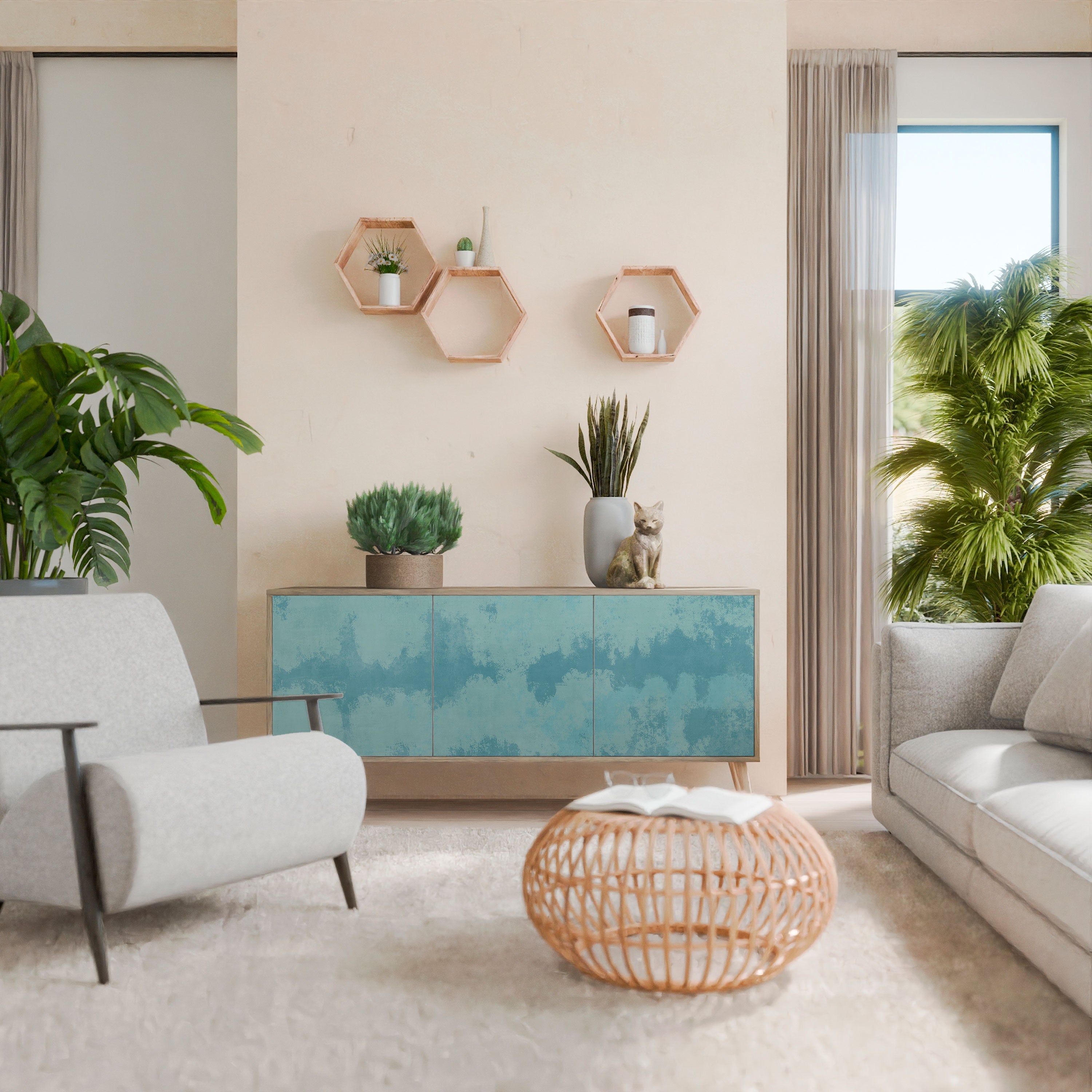 Buffet 3 portes SKY WASH effet chêne