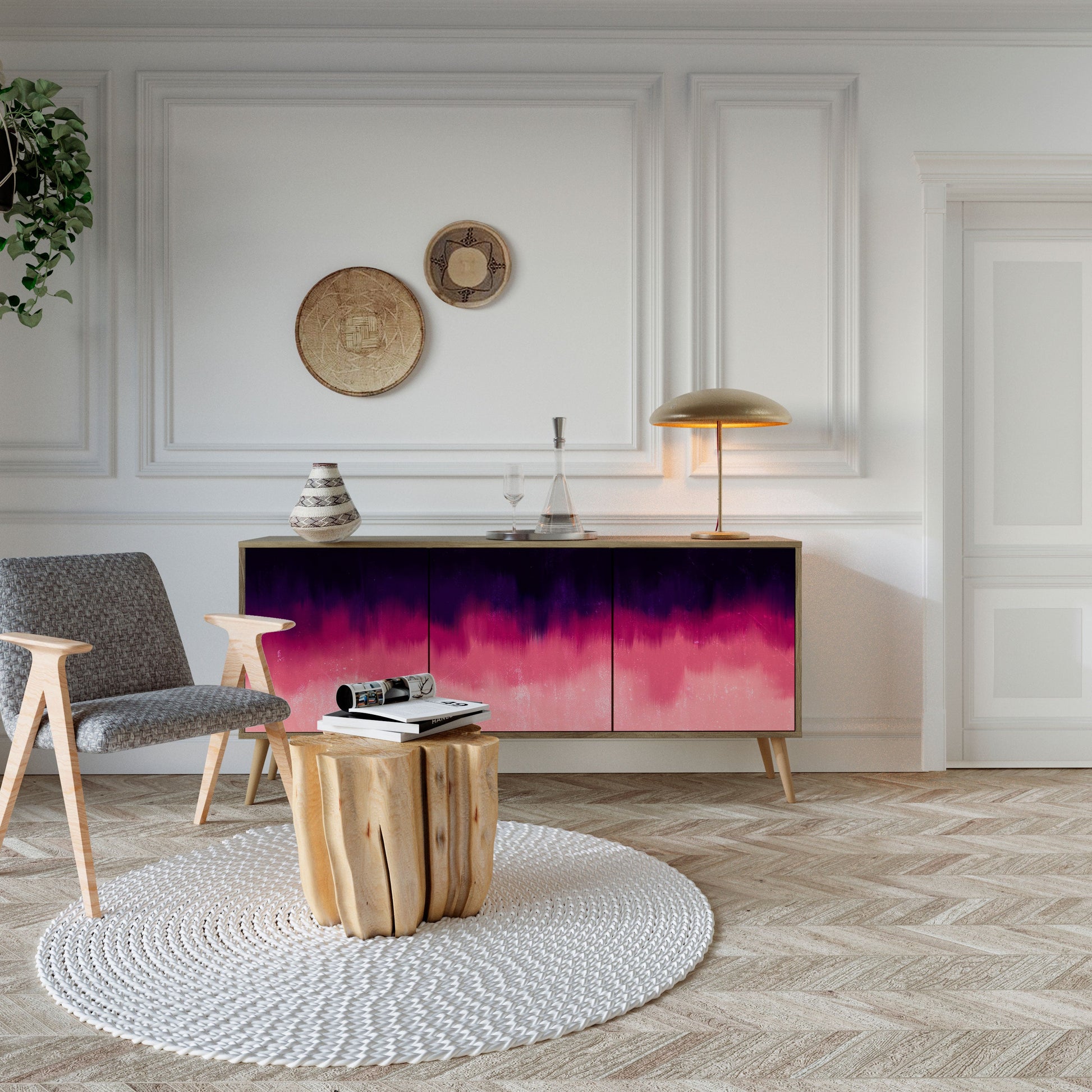 Buffet 3 portes AURORA BOREALIS effet chêne