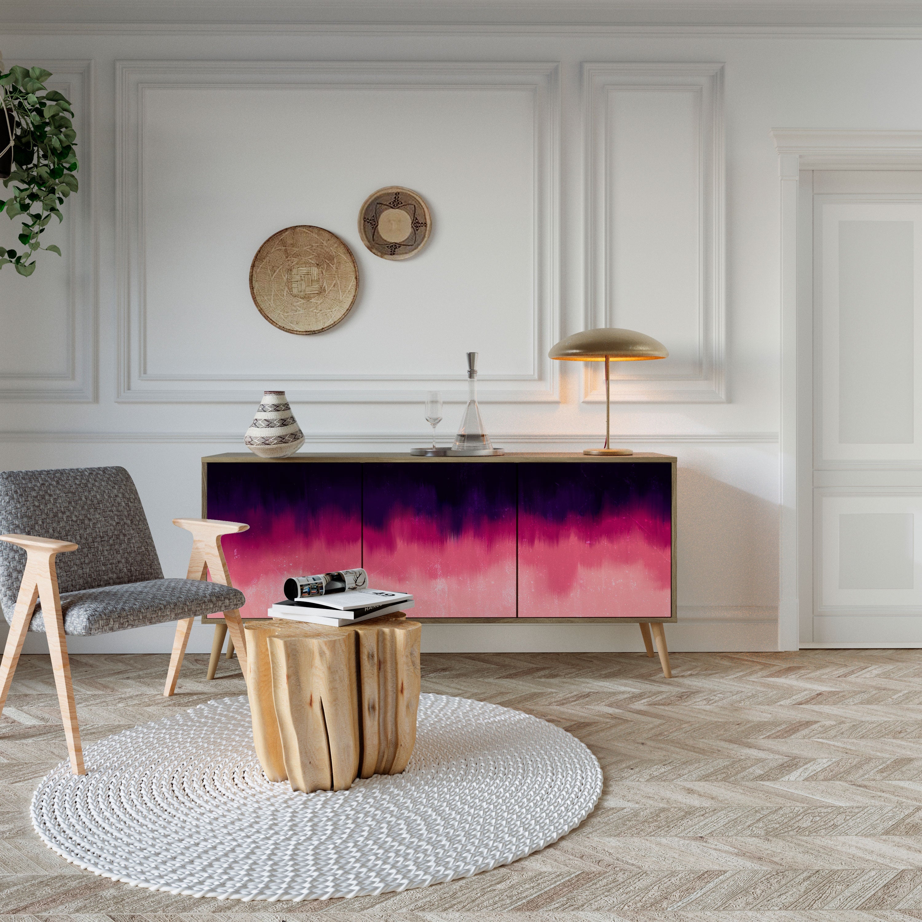 Buffet 3 portes AURORA BOREALIS effet chêne