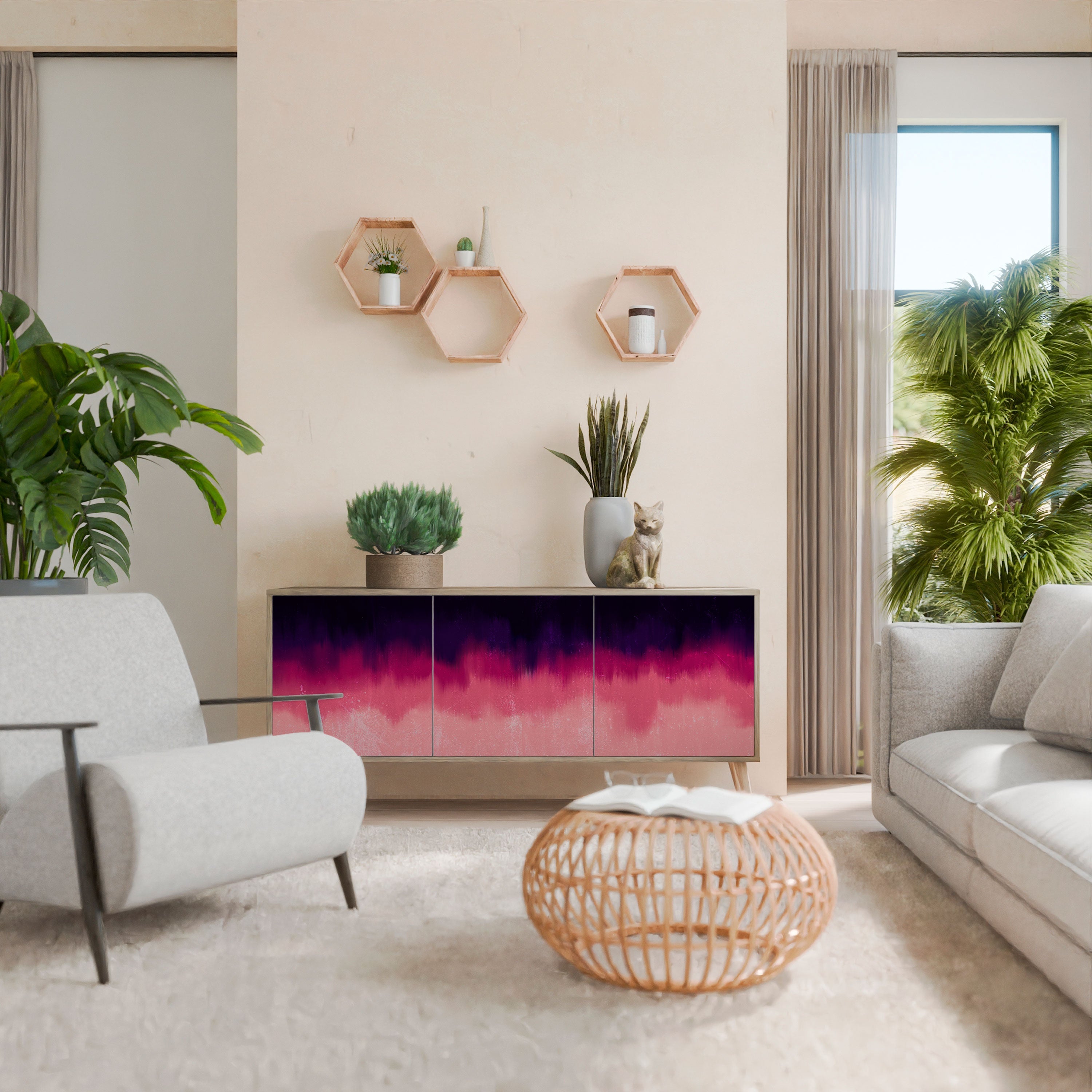 Buffet 3 portes AURORA BOREALIS effet chêne