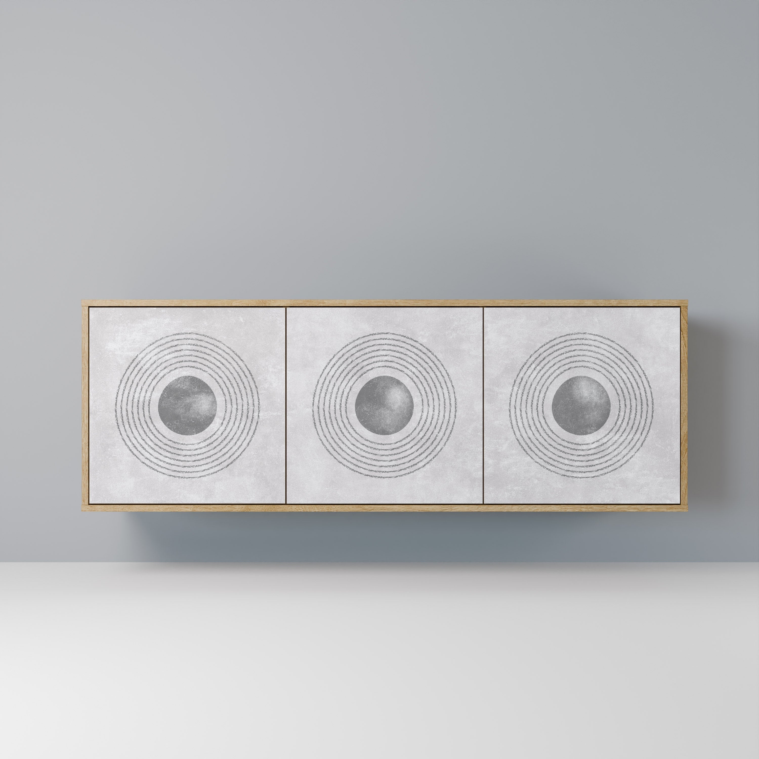 Buffet 3 portes SOLID CIRCLES effet chêne