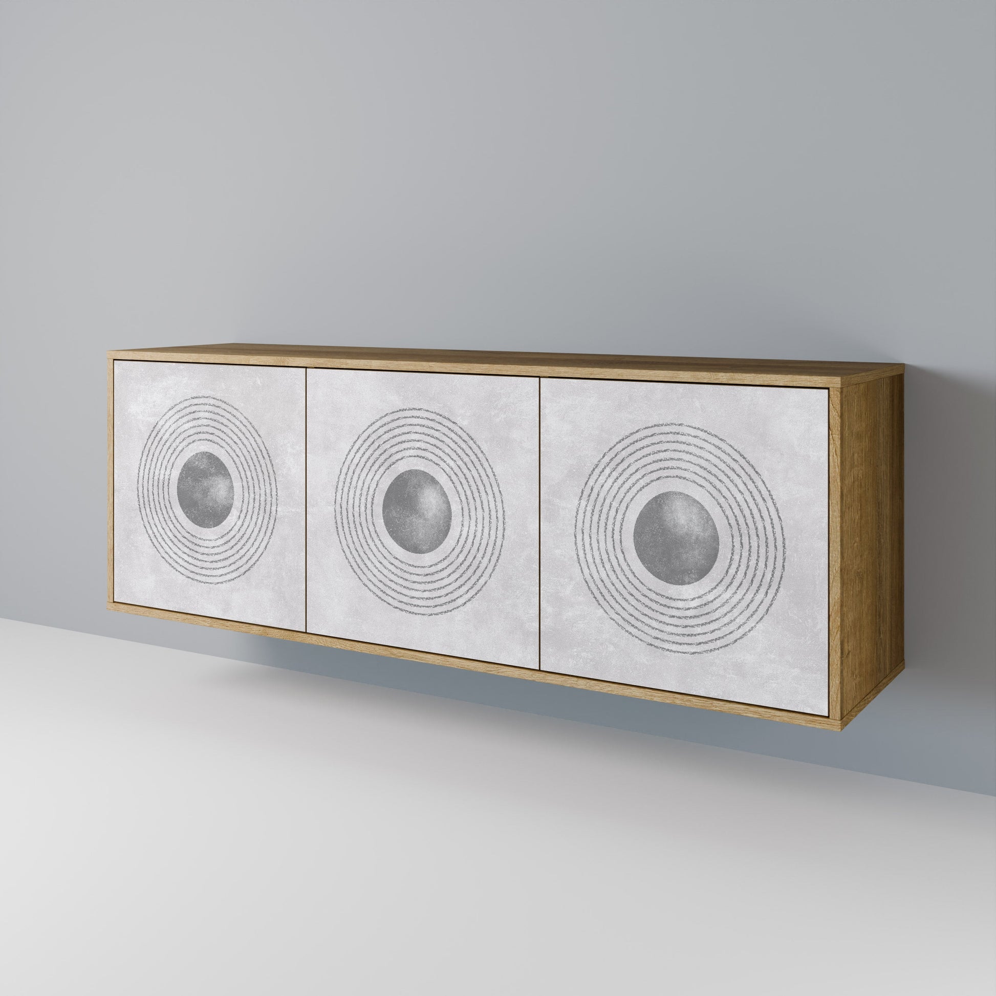 Buffet 3 portes SOLID CIRCLES effet chêne