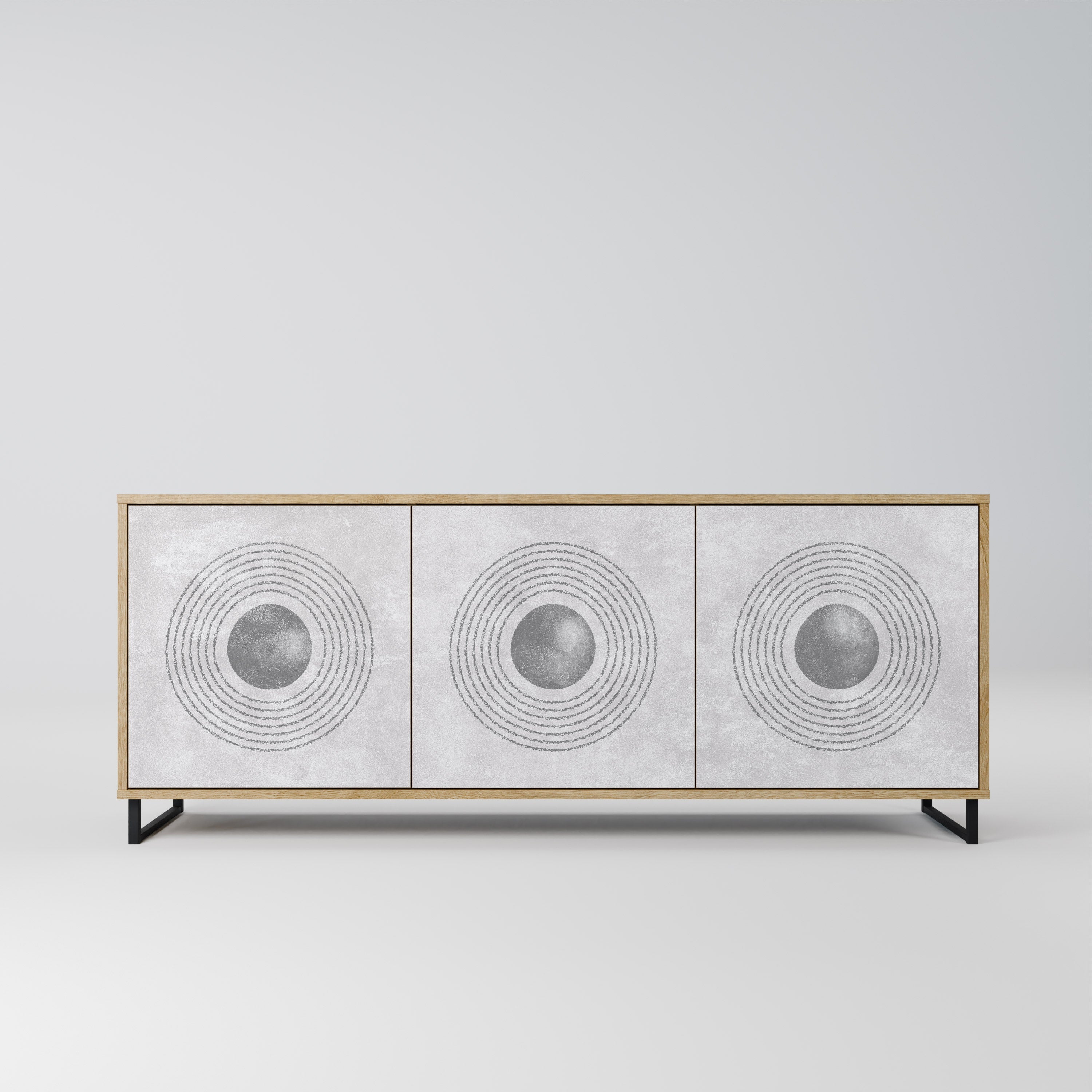 Buffet 3 portes SOLID CIRCLES effet chêne