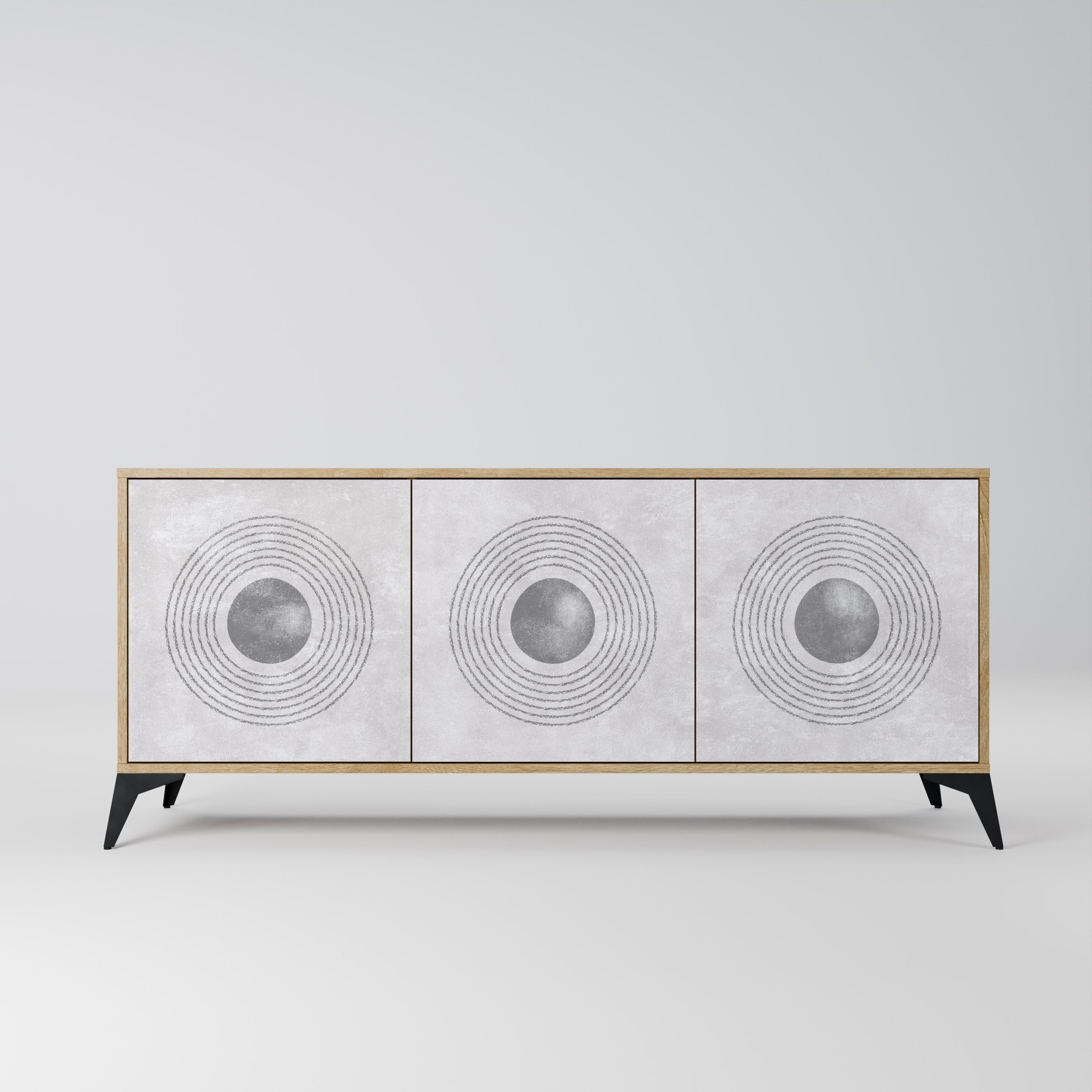 Buffet 3 portes SOLID CIRCLES effet chêne