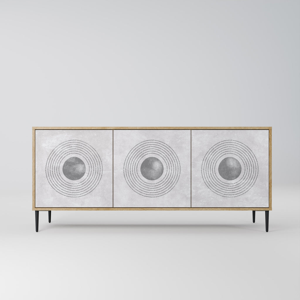 Buffet 3 portes SOLID CIRCLES effet chêne