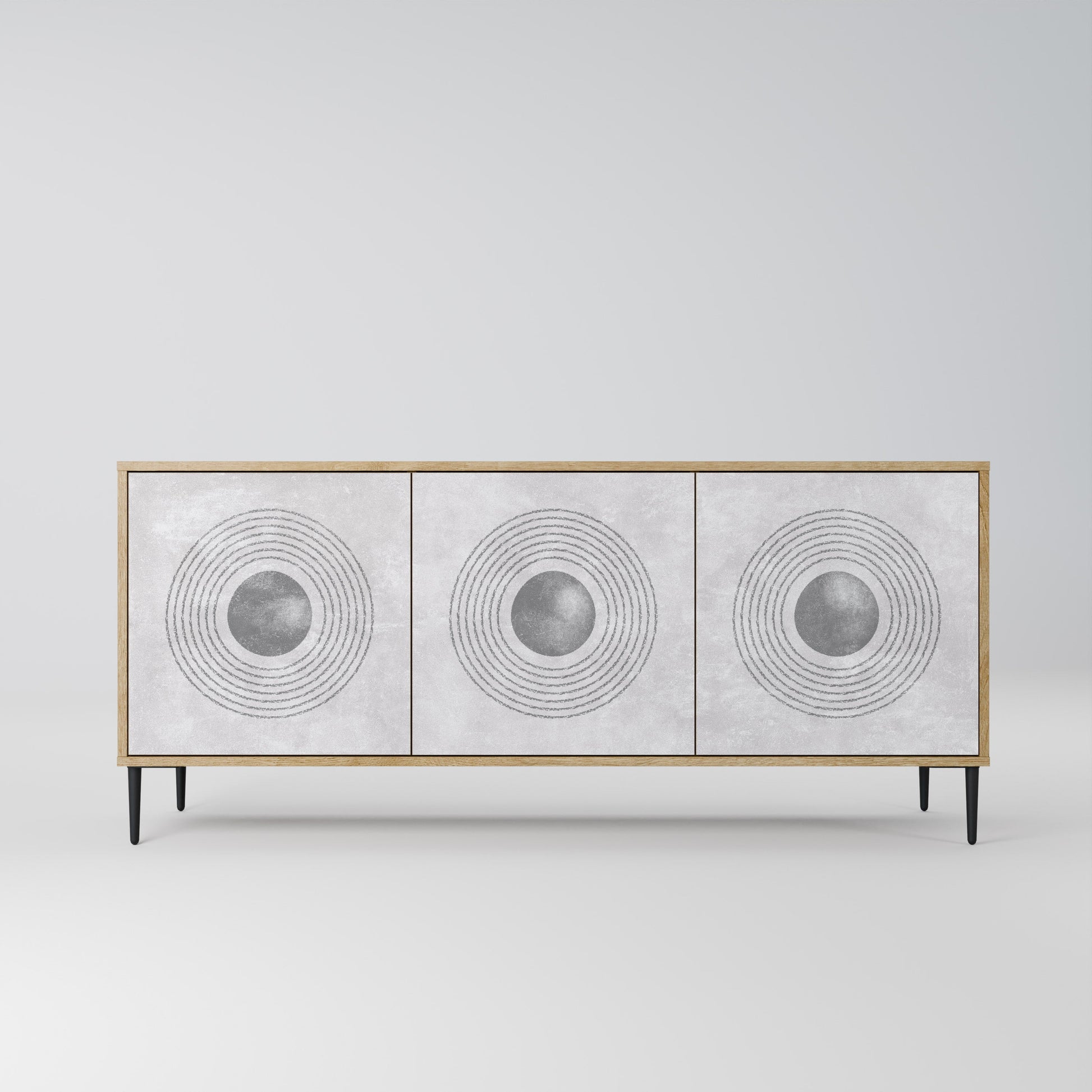 Buffet 3 portes SOLID CIRCLES effet chêne