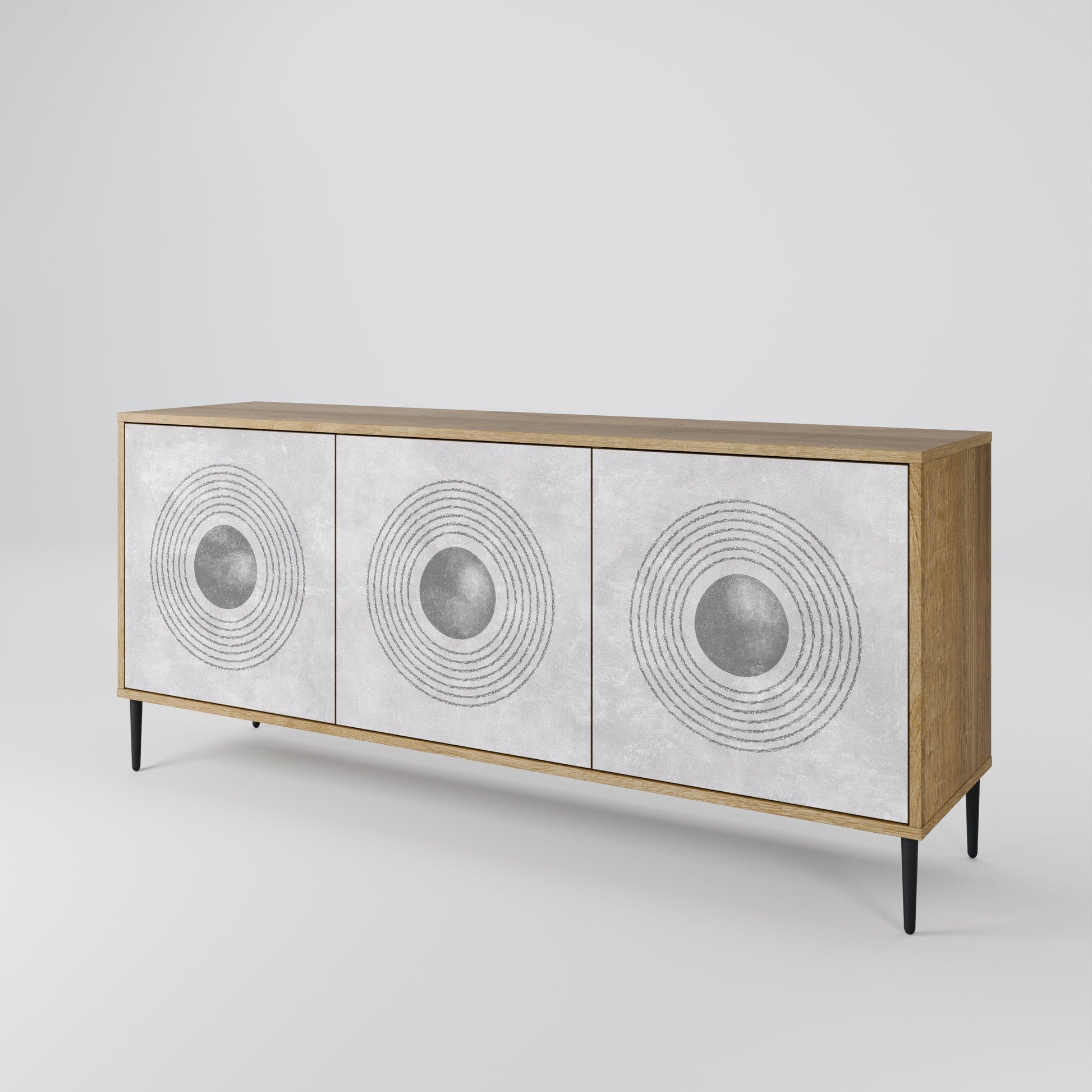 Buffet 3 portes SOLID CIRCLES effet chêne