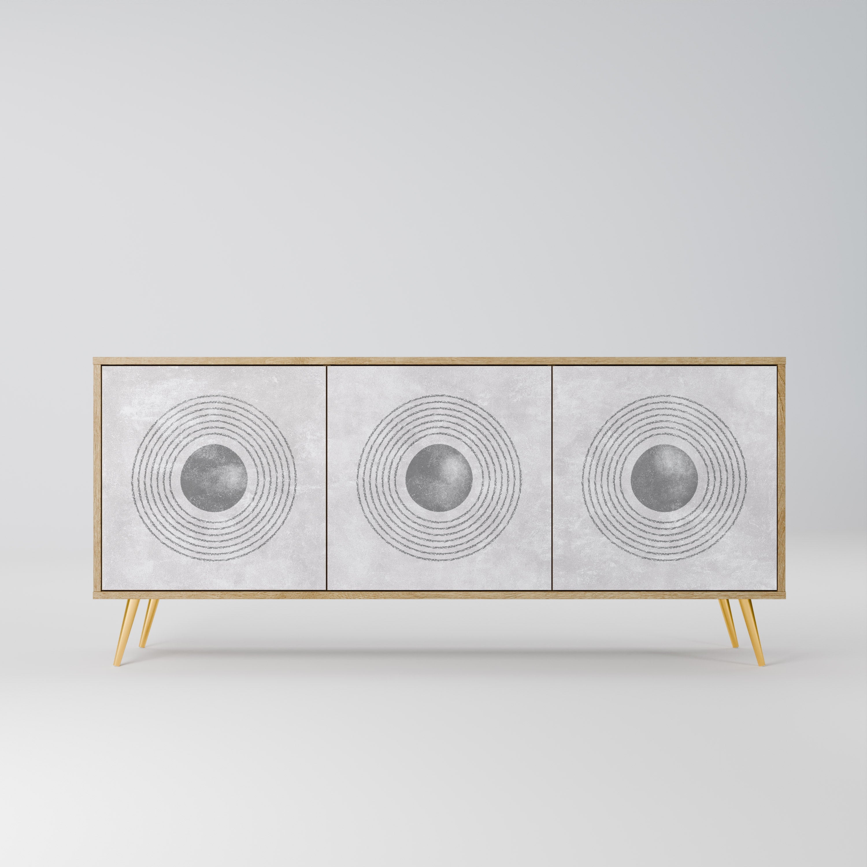 Buffet 3 portes SOLID CIRCLES effet chêne