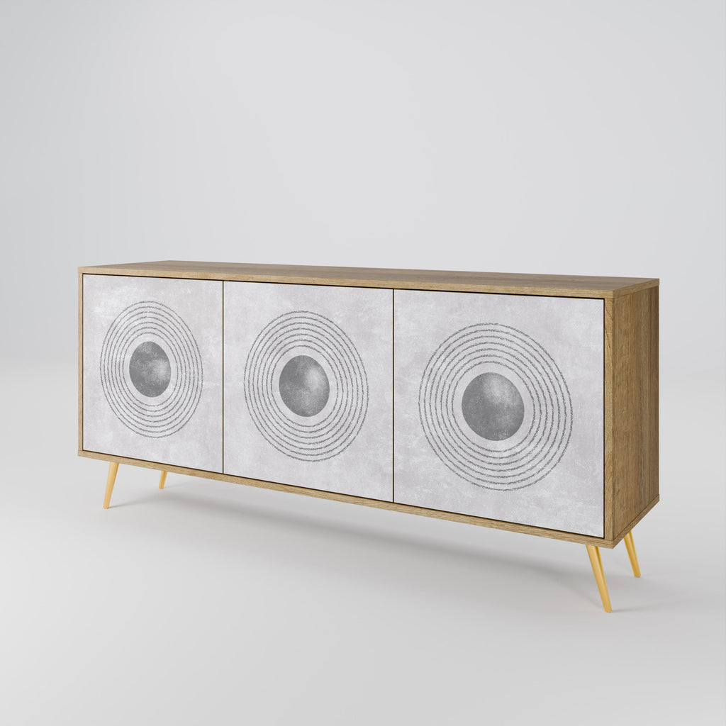 Buffet 3 portes SOLID CIRCLES effet chêne