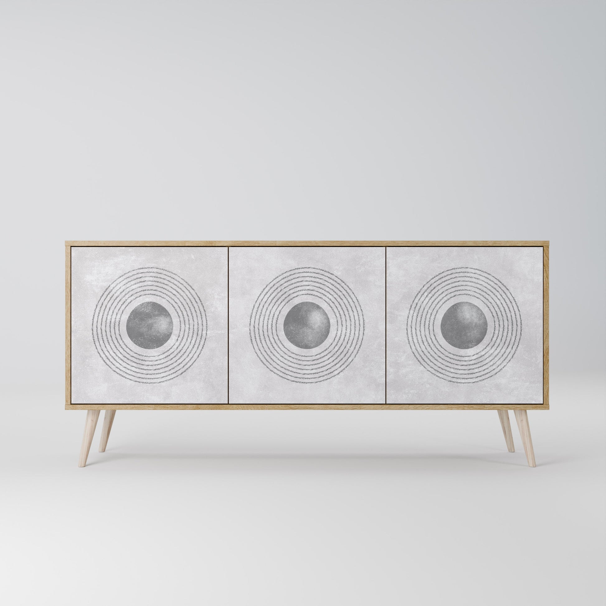 Buffet 3 portes SOLID CIRCLES effet chêne