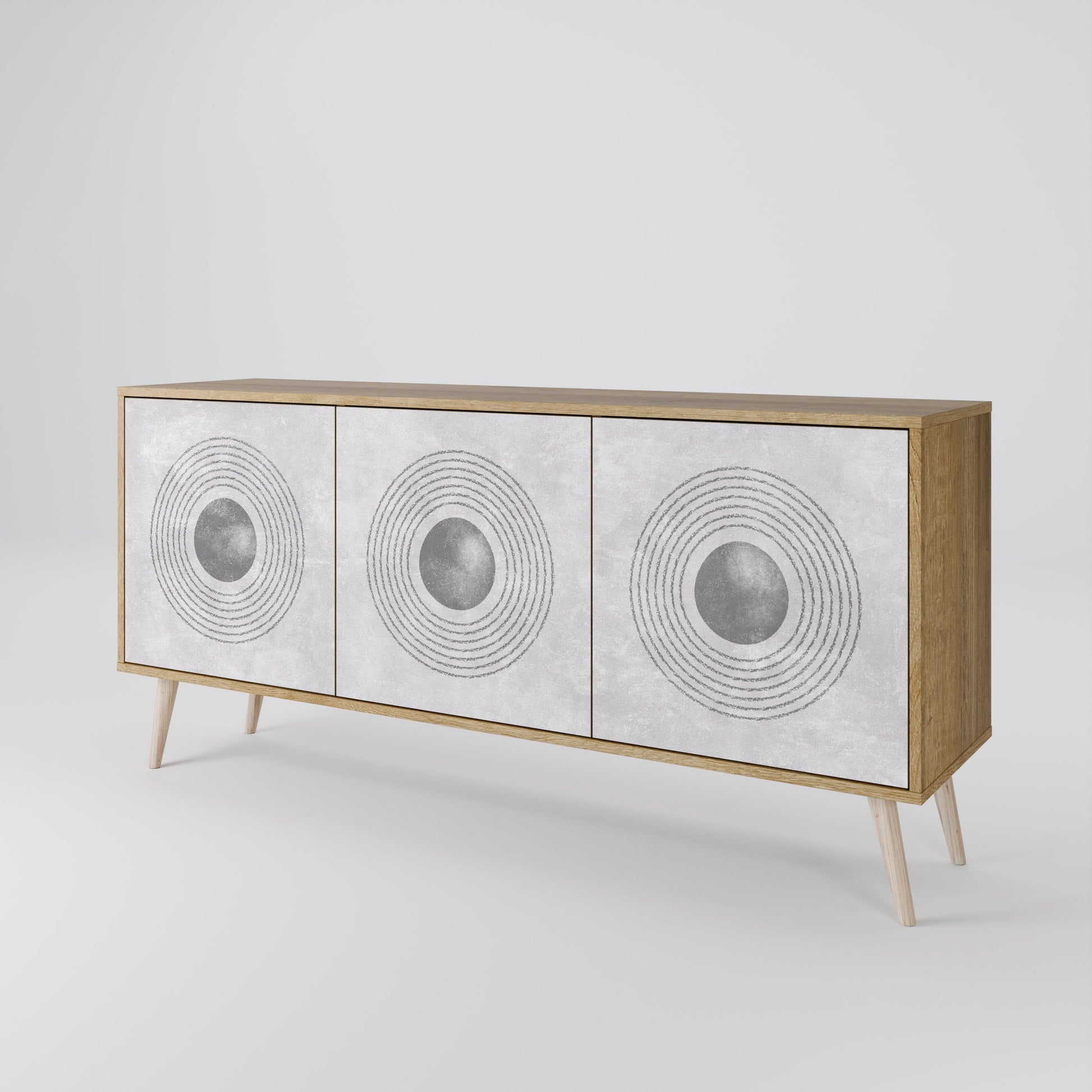 Buffet 3 portes SOLID CIRCLES effet chêne