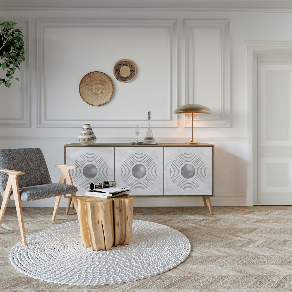 Buffet 3 portes SOLID CIRCLES effet chêne