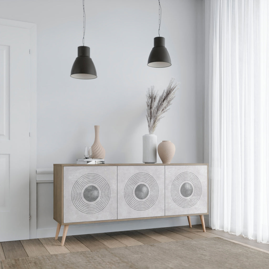 Buffet 3 portes SOLID CIRCLES effet chêne