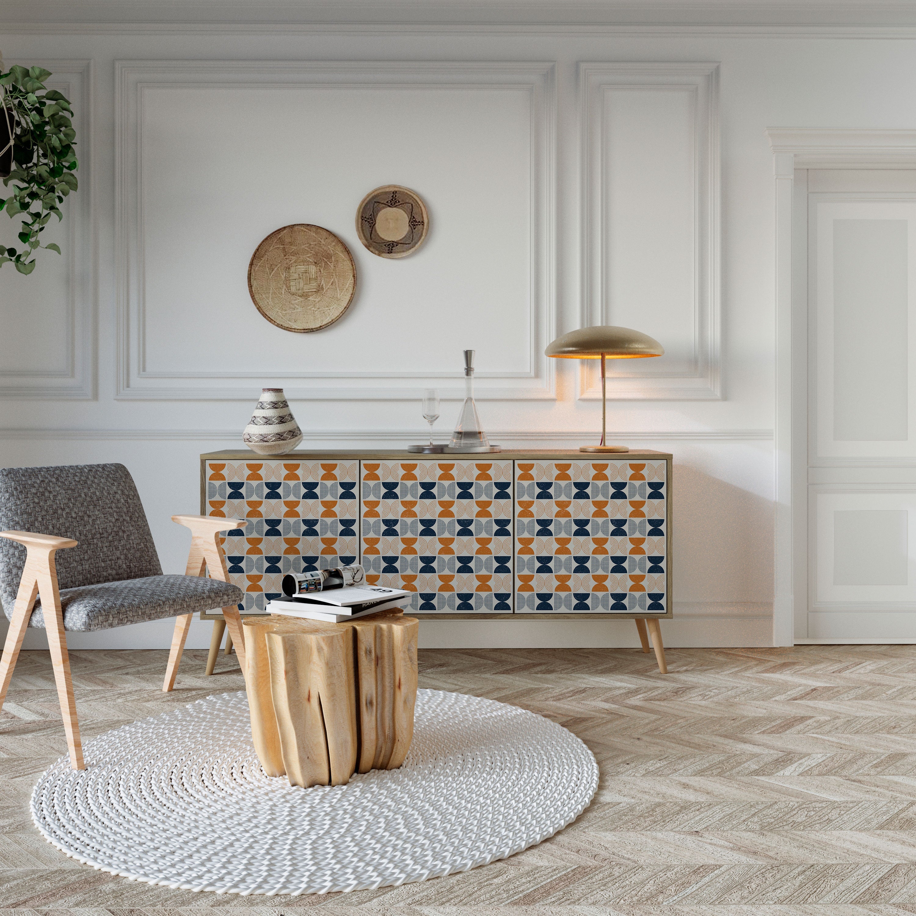 Buffet 3 portes effet chêne de la gamme REFLECTION