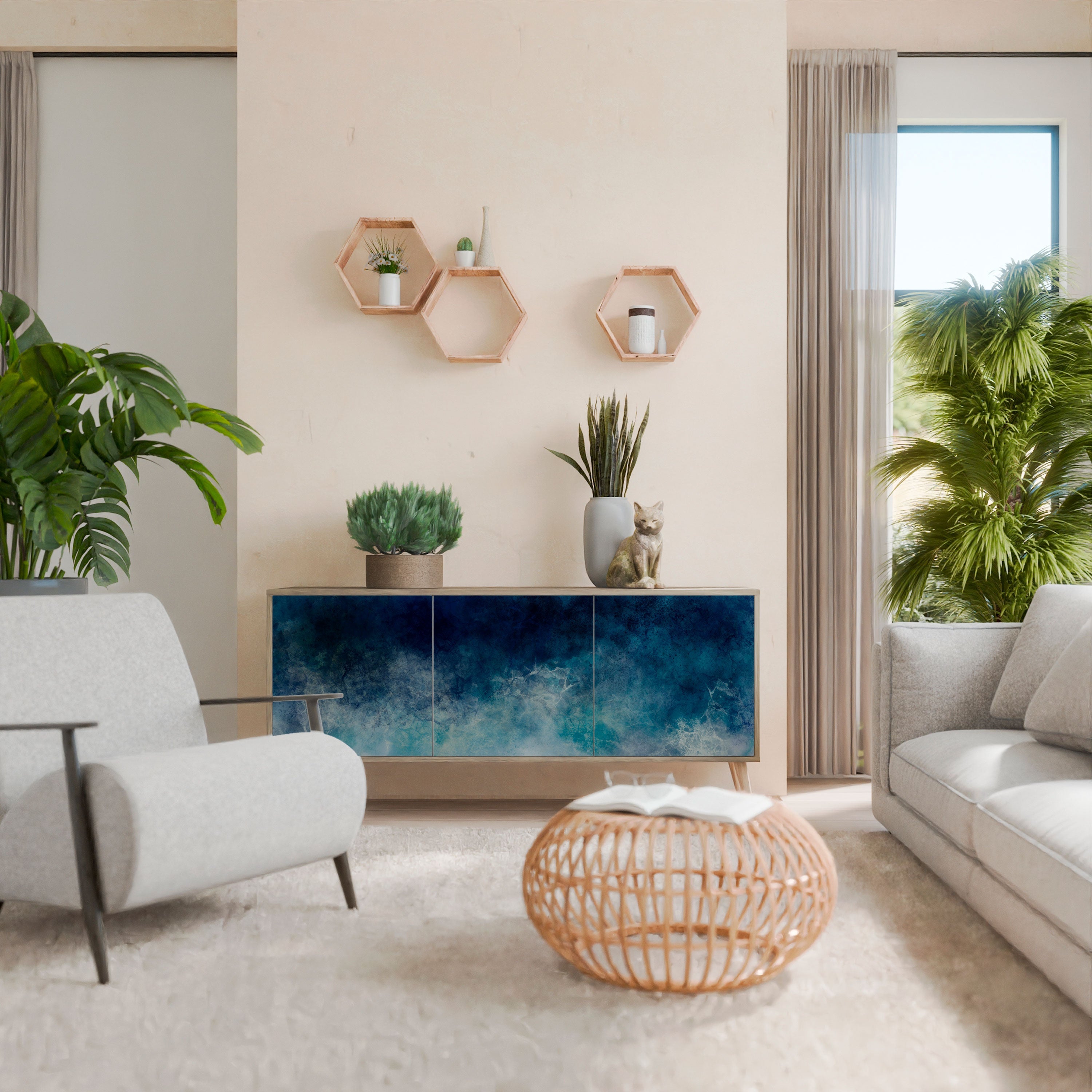 Buffet 3 portes effet chêne CELESTIAL FALL