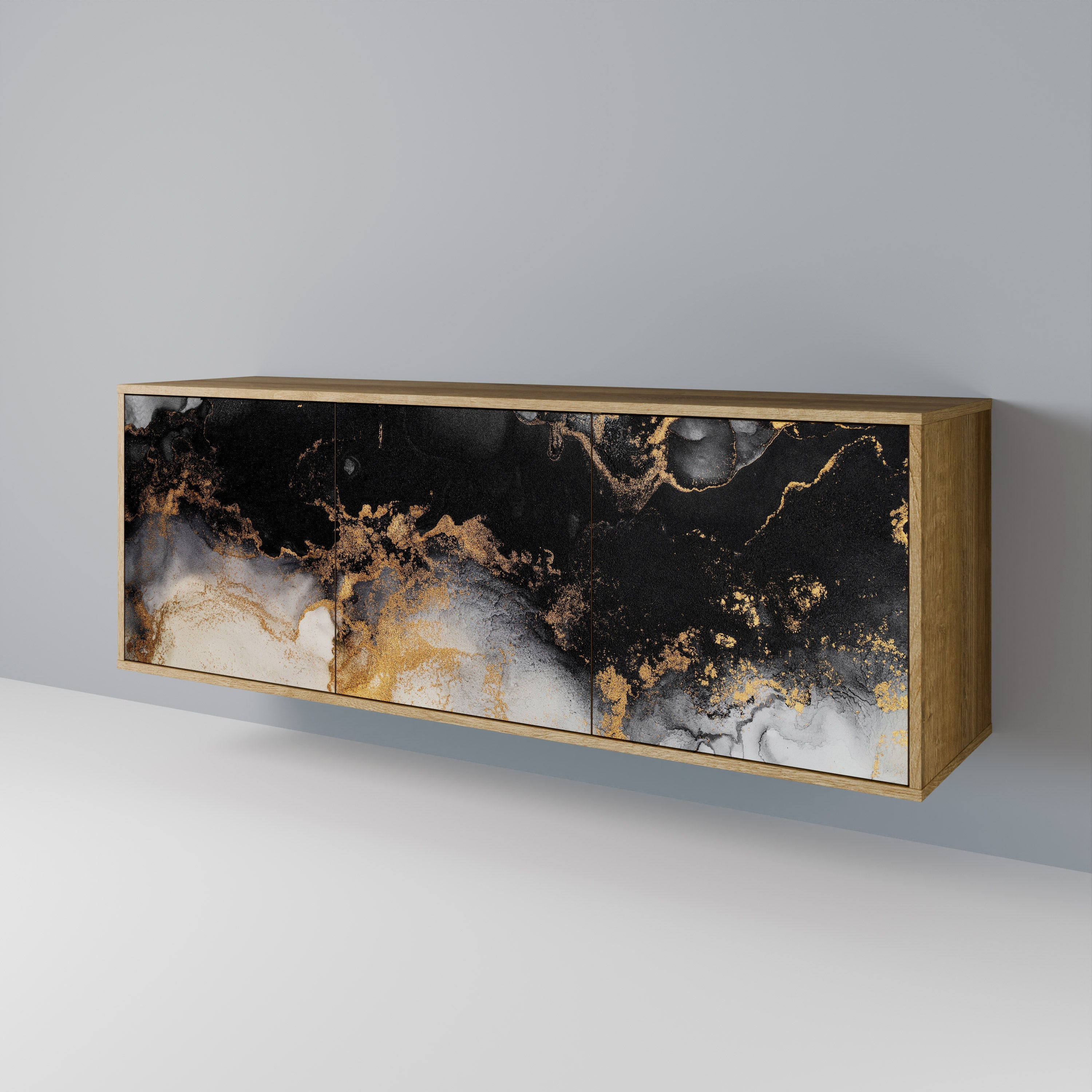 Buffet 3 portes MARBLE OF TOMMORROW effet chêne
