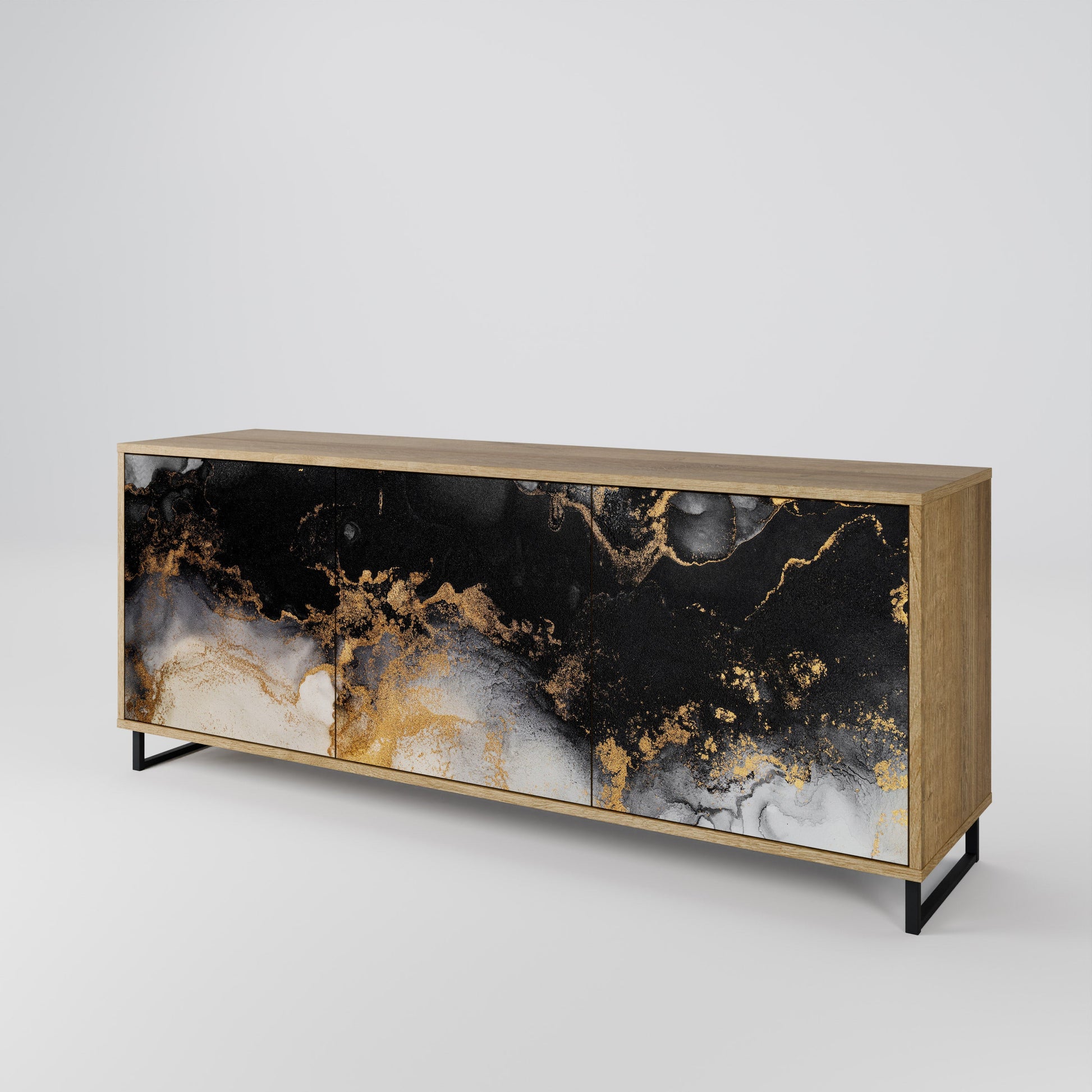 Buffet 3 portes MARBLE OF TOMMORROW effet chêne