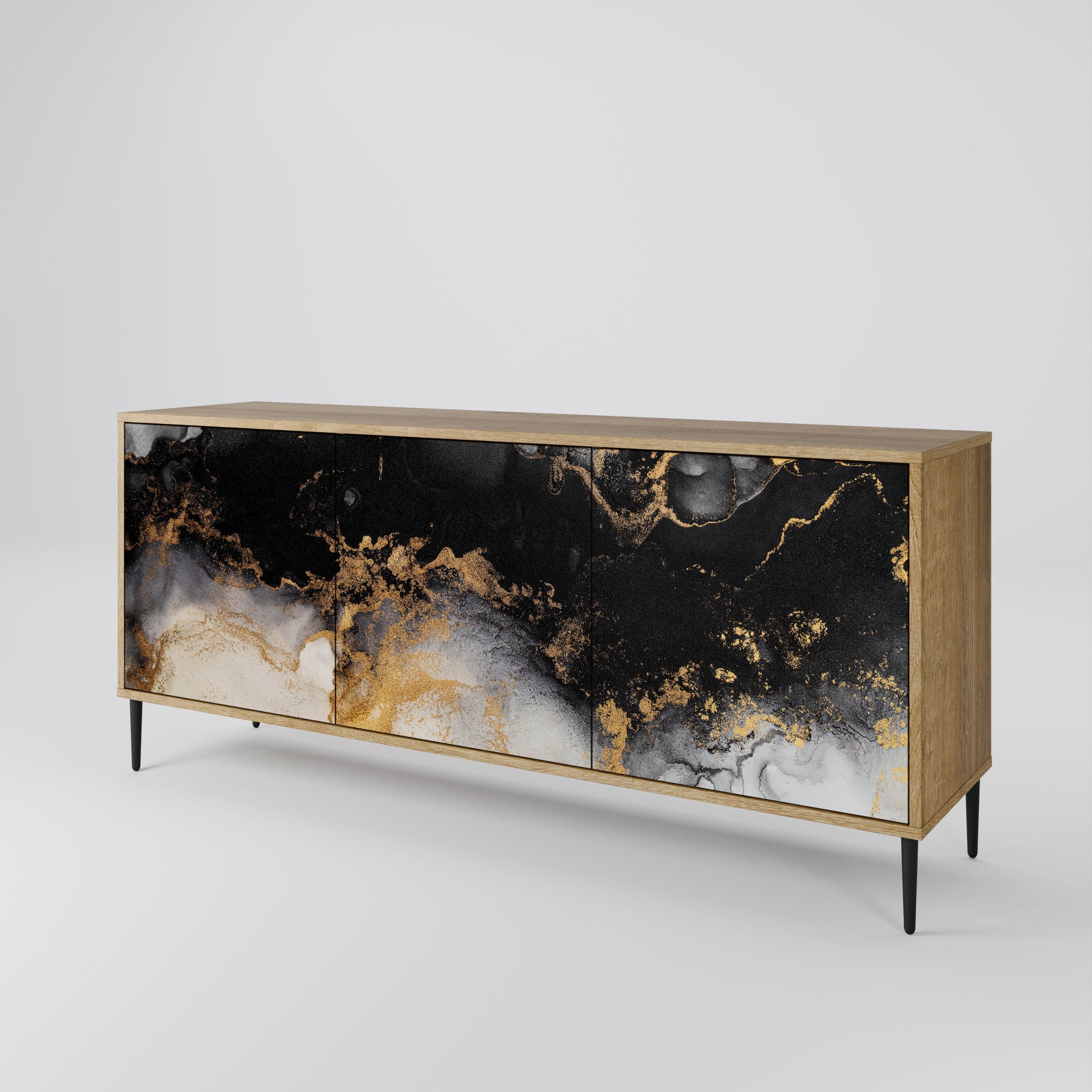 Buffet 3 portes MARBLE OF TOMMORROW effet chêne