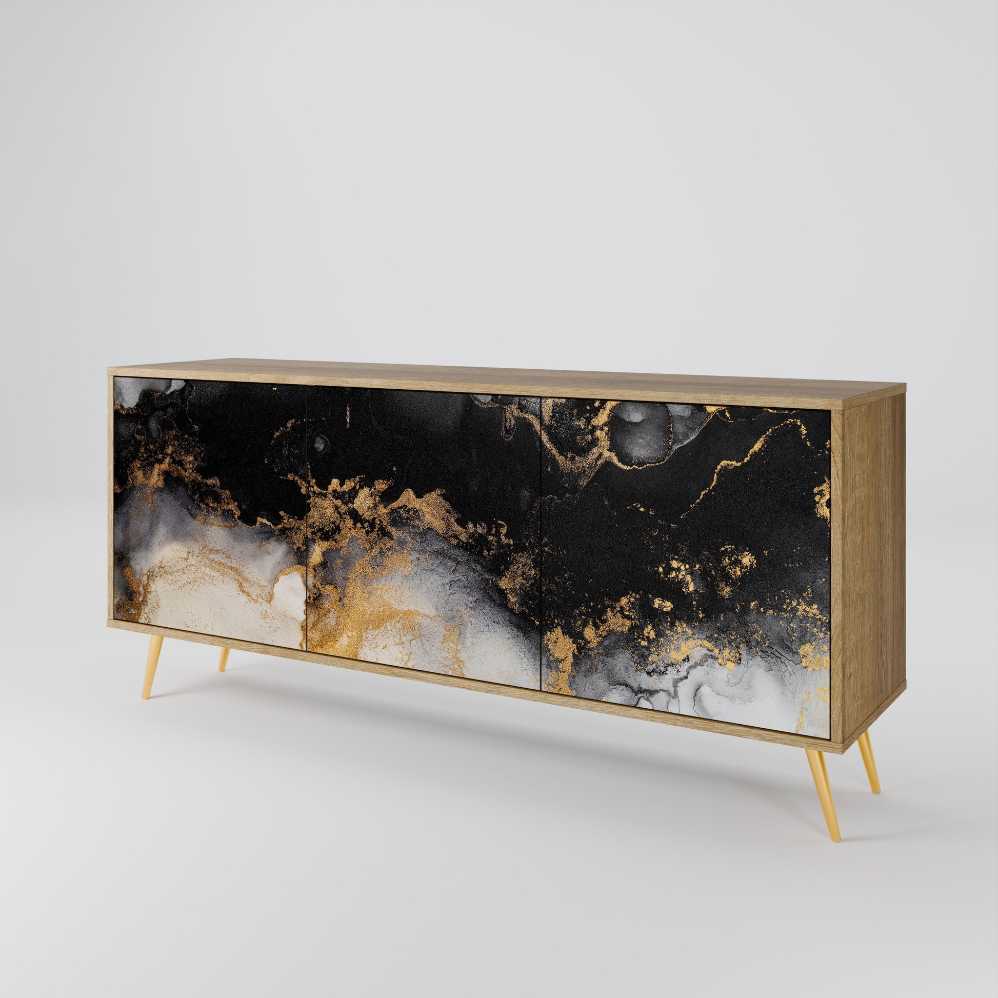 Buffet 3 portes MARBLE OF TOMMORROW effet chêne