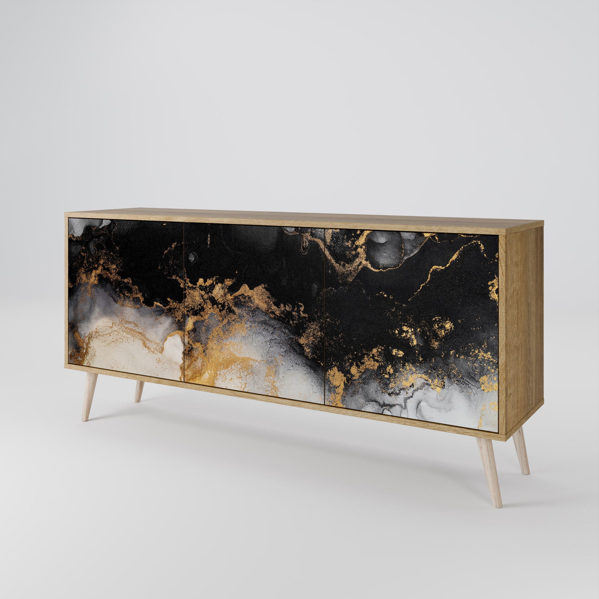 Buffet 3 portes MARBLE OF TOMMORROW effet chêne