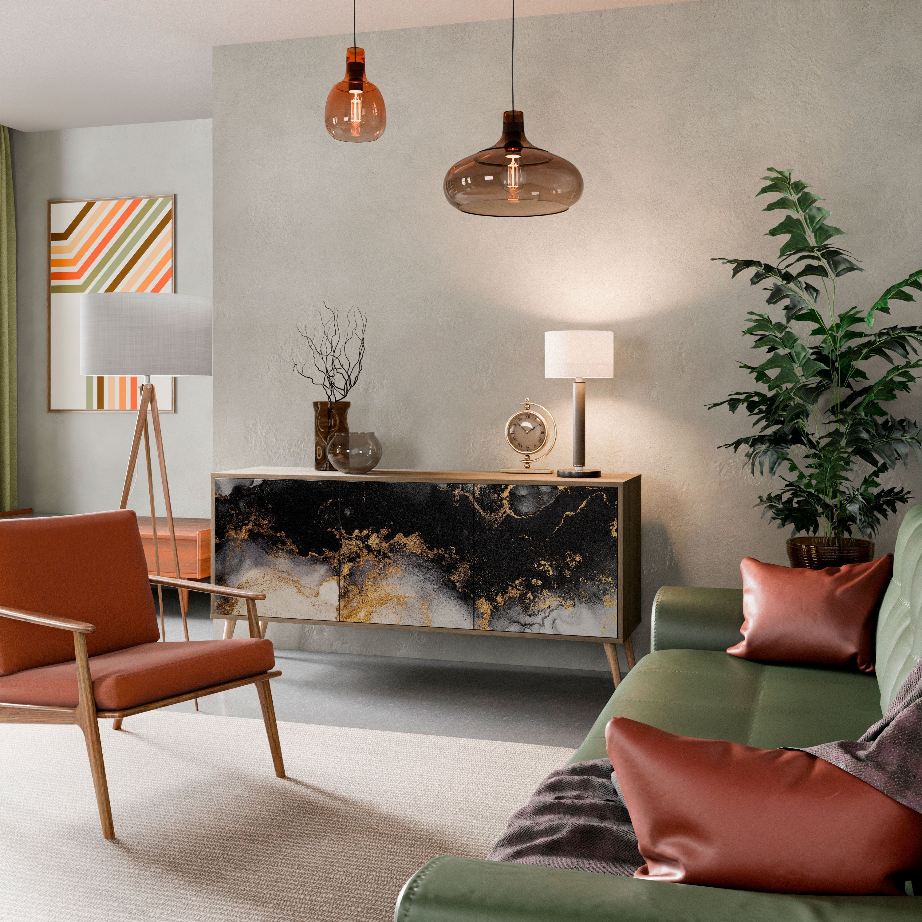 Buffet 3 portes MARBLE OF TOMMORROW effet chêne