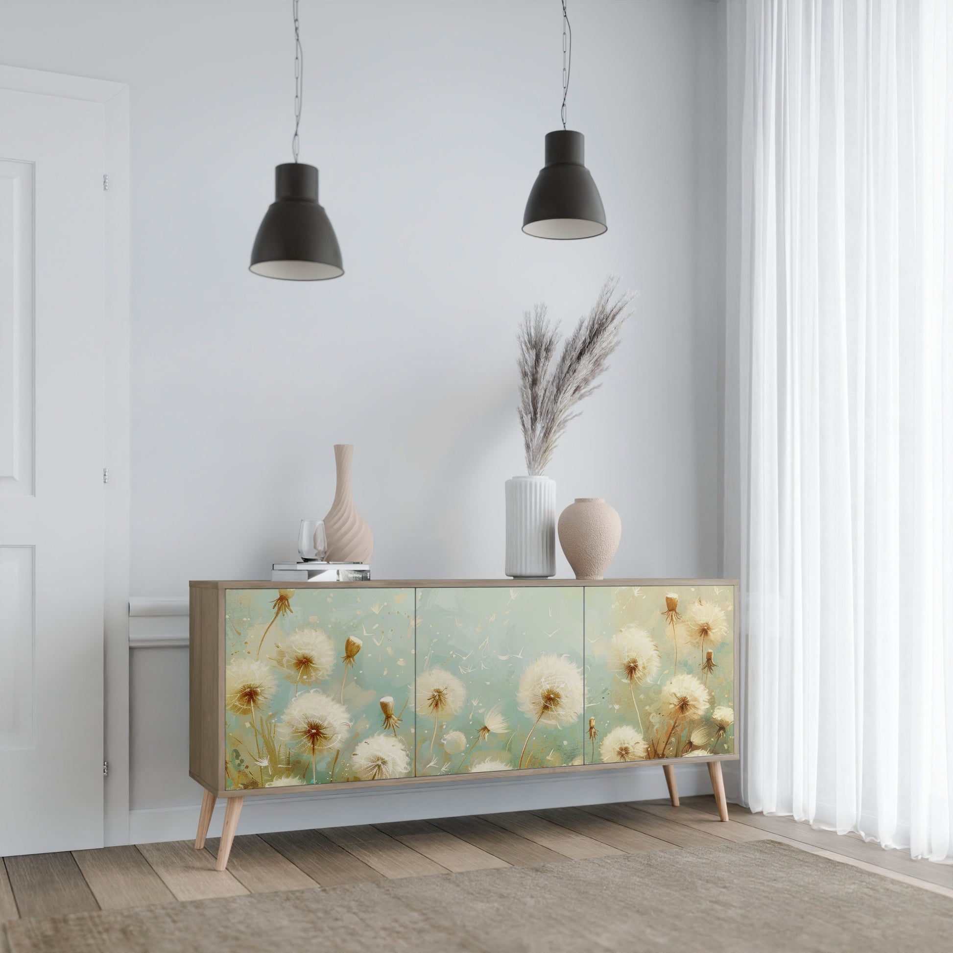 Buffet 3 portes DREAMY MEADOW effet chêne