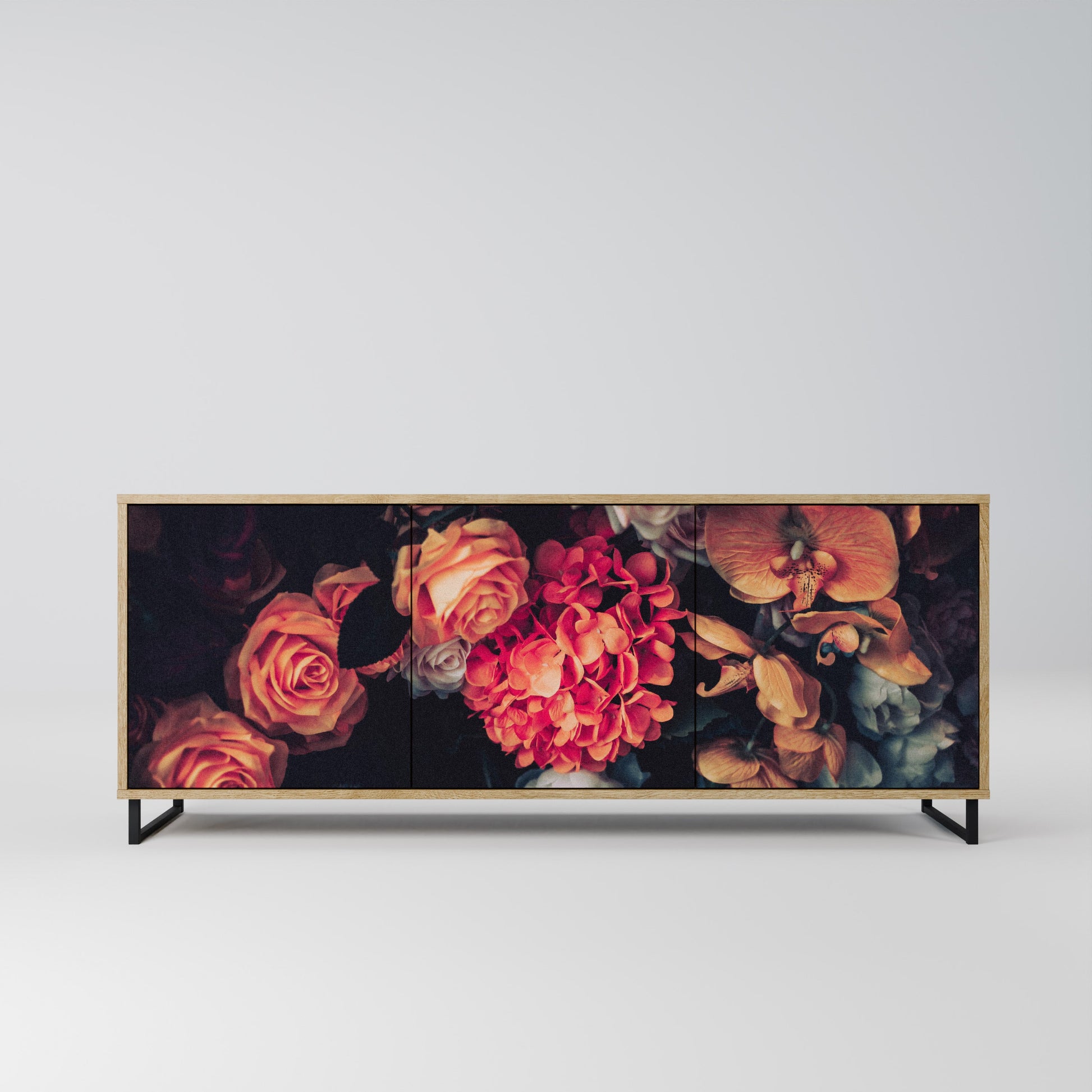 Buffet 3 portes NEVERENDING BLOOM effet chêne