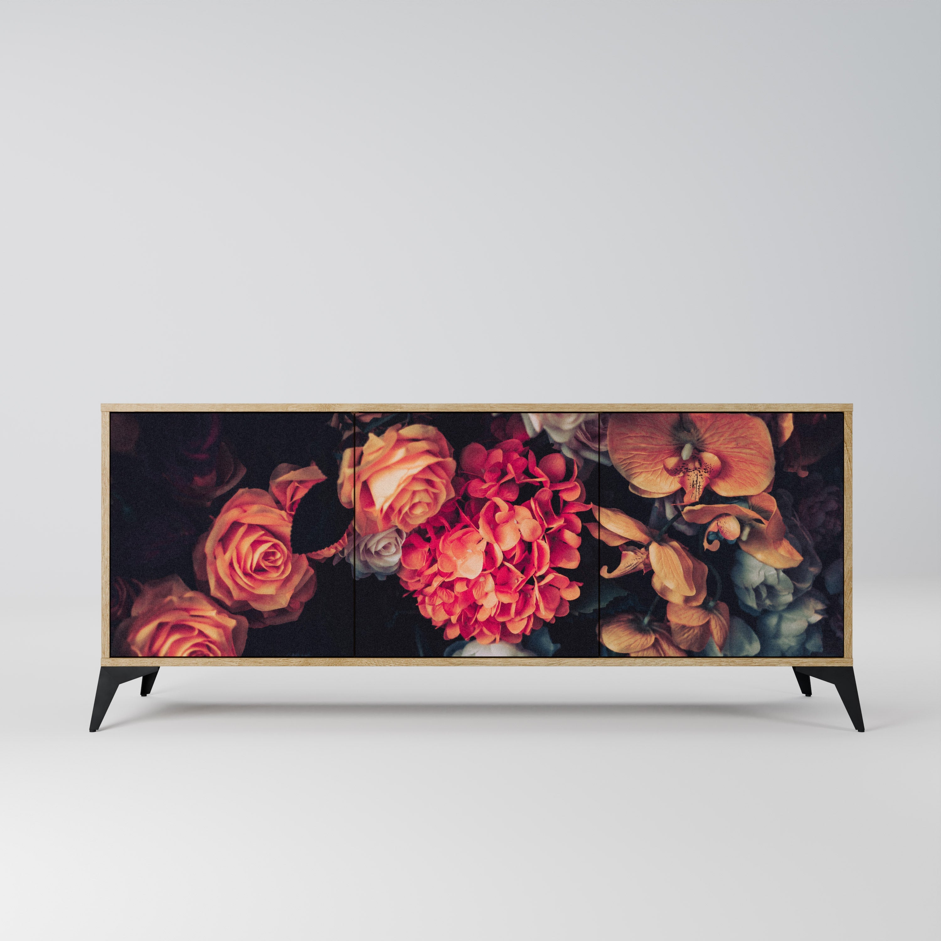 Buffet 3 portes NEVERENDING BLOOM effet chêne