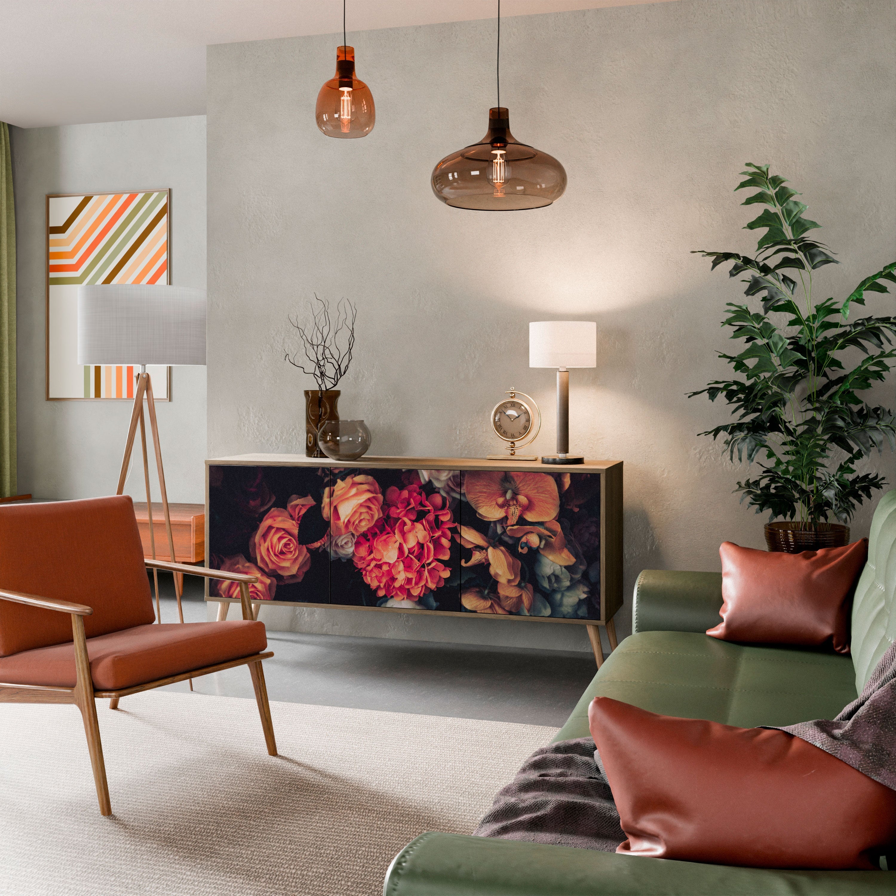 Buffet 3 portes NEVERENDING BLOOM effet chêne