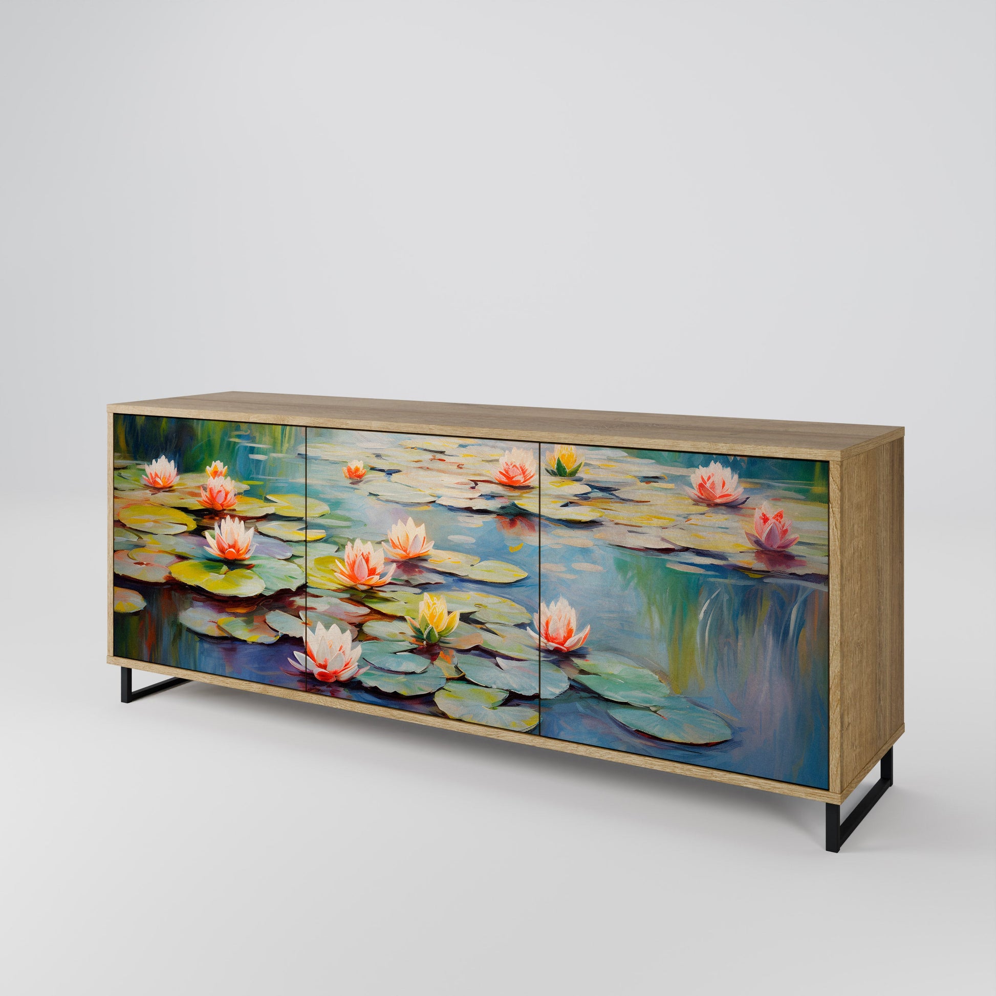 Buffet 3 portes BLOOMING WATERS effet chêne