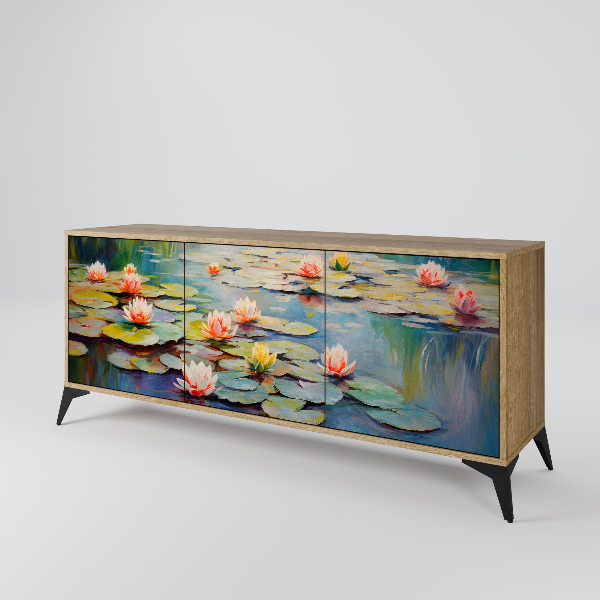 Buffet 3 portes BLOOMING WATERS effet chêne