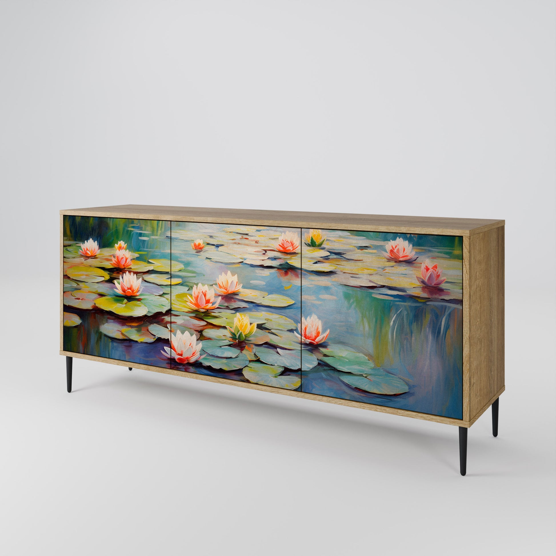 Buffet 3 portes BLOOMING WATERS effet chêne