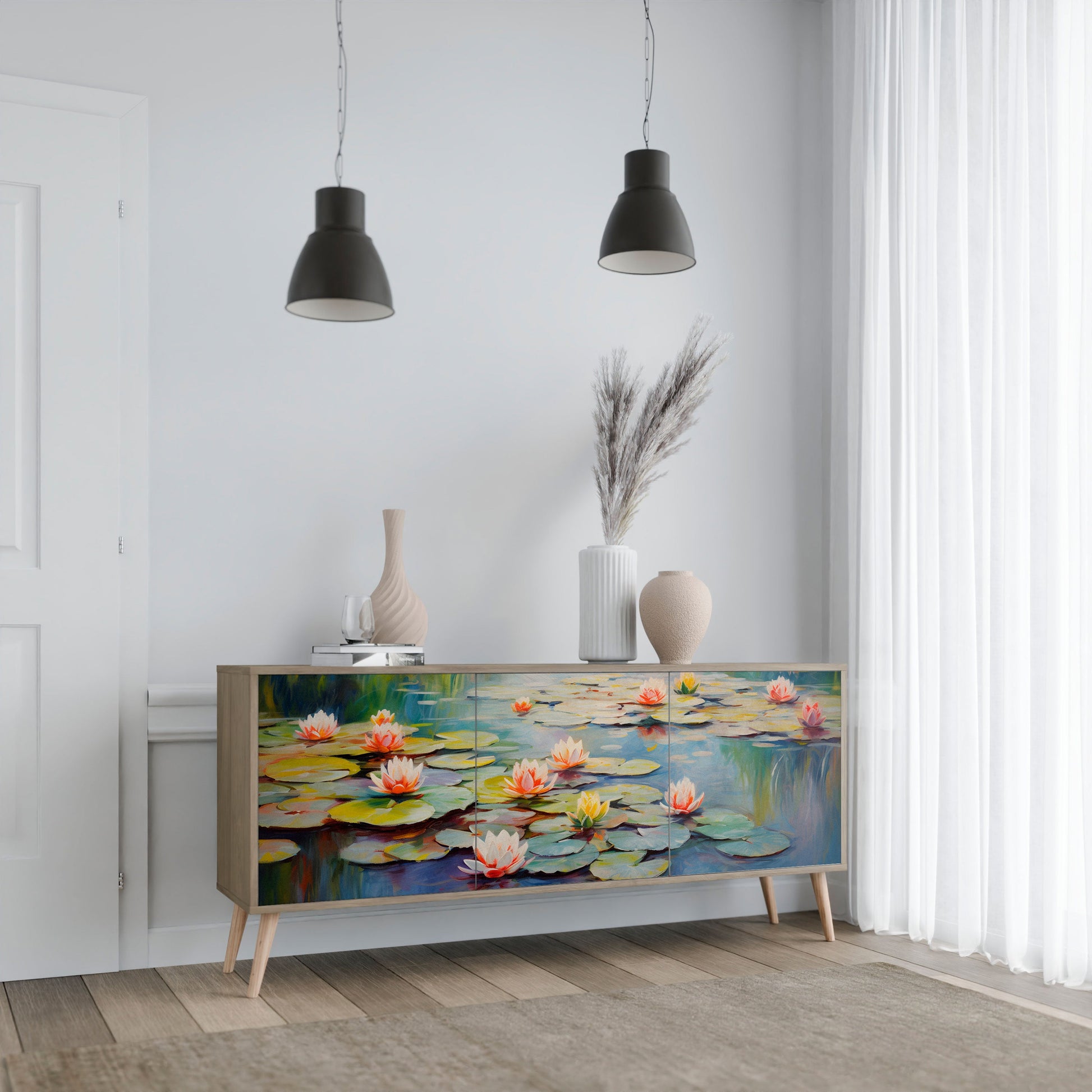 Buffet 3 portes BLOOMING WATERS effet chêne
