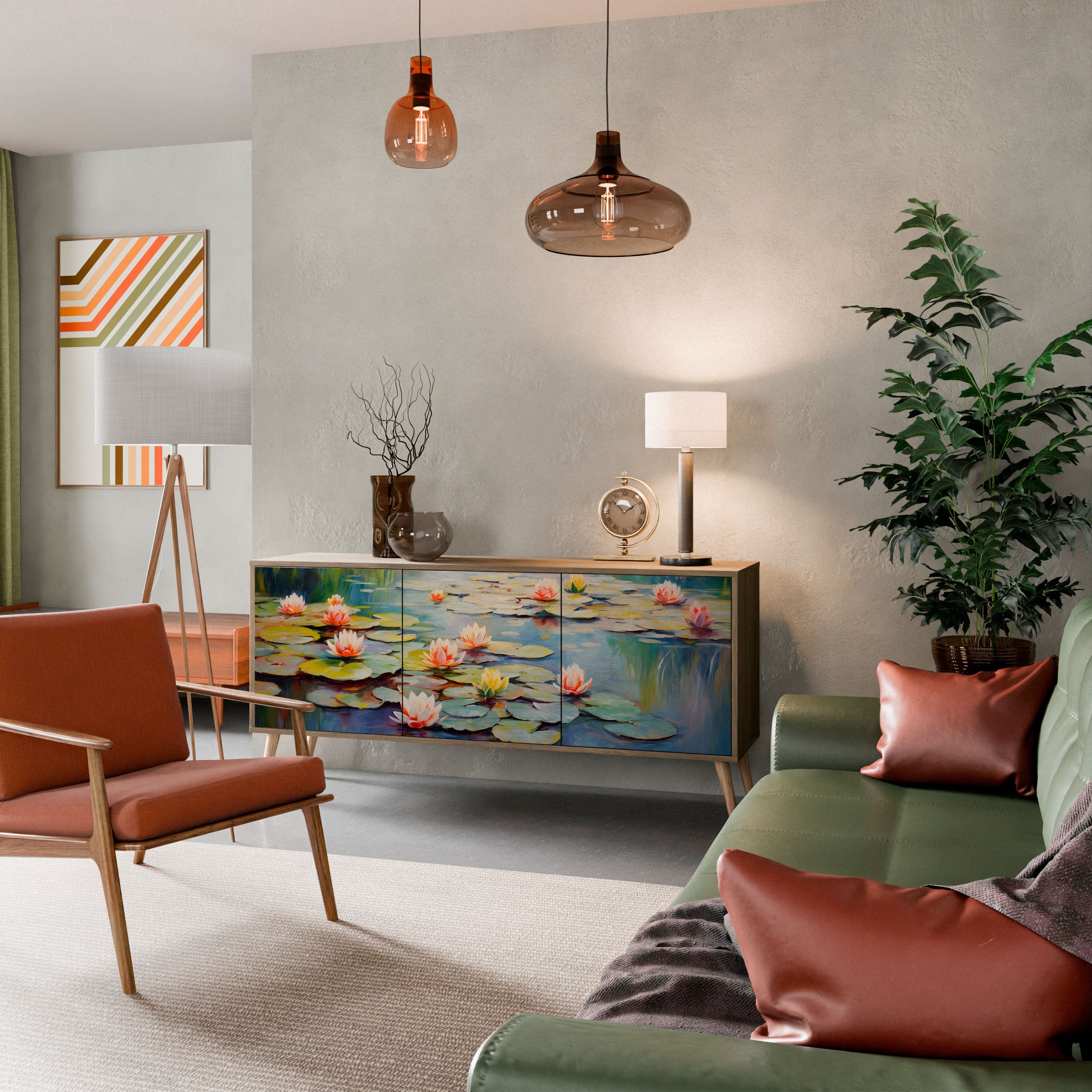 Buffet 3 portes BLOOMING WATERS effet chêne